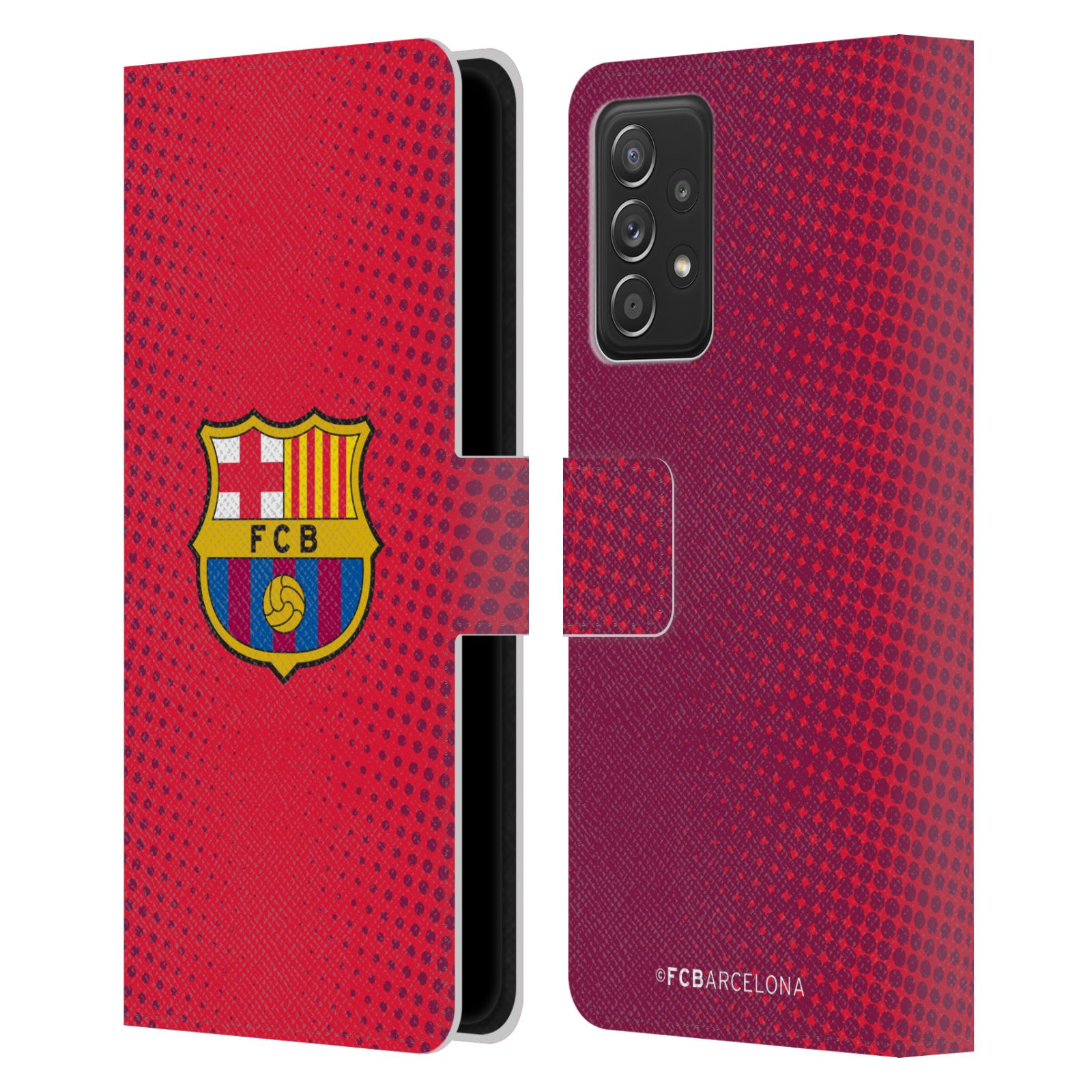 Pouzdro na mobil Samsung Galaxy A52 / A52 G - HEAD CASE - FC Barcelona - Tečky červená