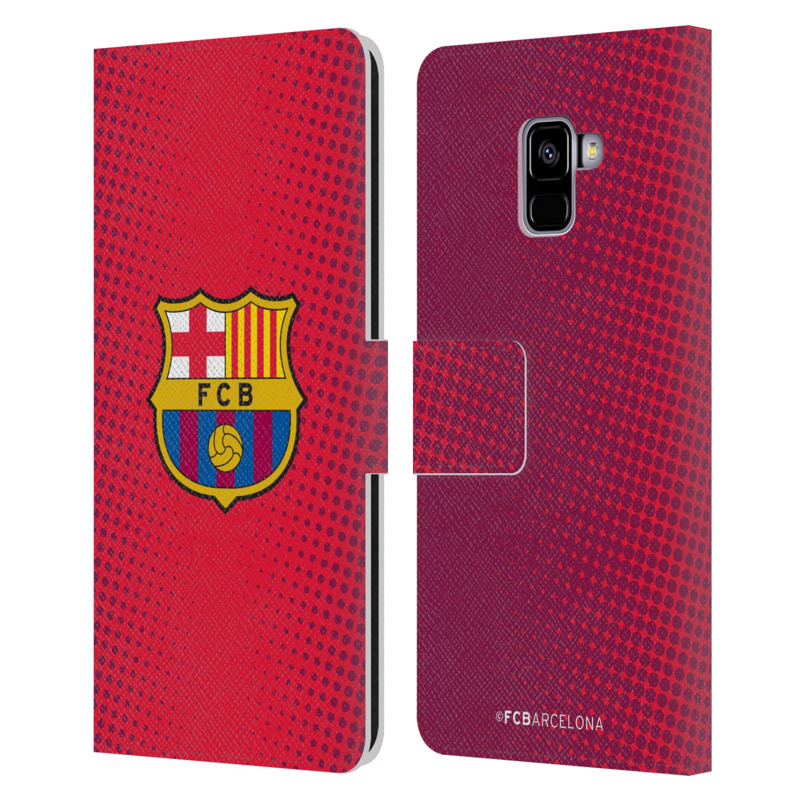 Pouzdro na mobil Samsung Galaxy A8+ 2018 - HEAD CASE - FC Barcelona - Tečky červená