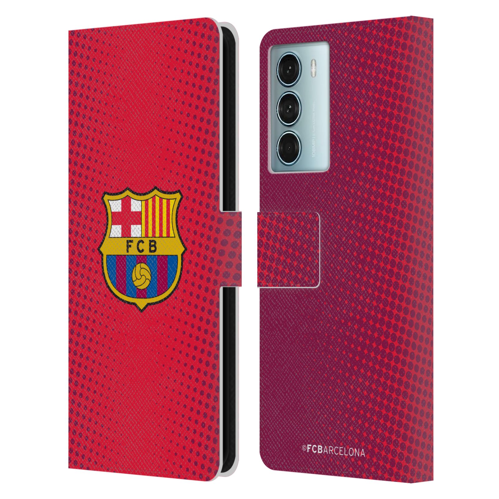 Pouzdro na mobil Motorola Moto G200 5G - HEAD CASE - FC Barcelona - Tečky červená