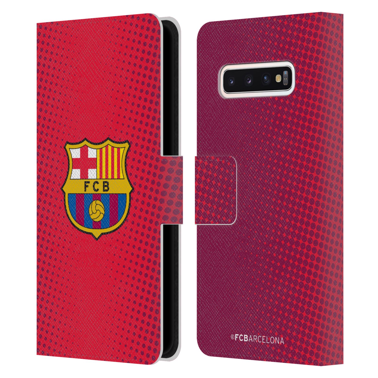 Pouzdro na mobil Samsung Galaxy S10 - HEAD CASE - FC Barcelona - Tečky červená