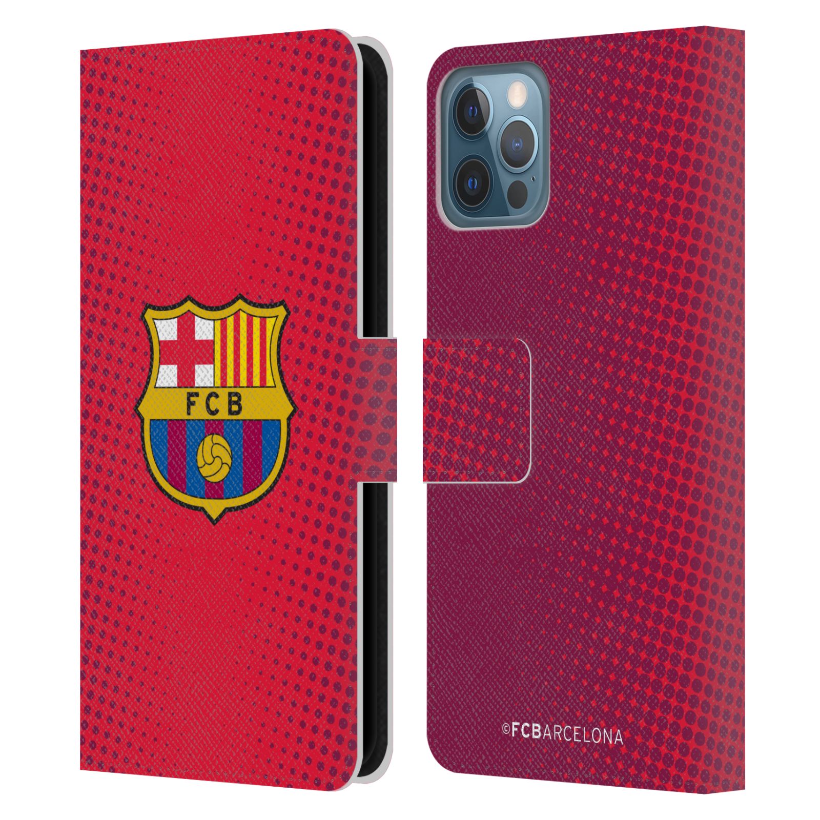 Pouzdro na mobil Apple Iphone 12 / 12 Pro - HEAD CASE - FC Barcelona - Tečky červená