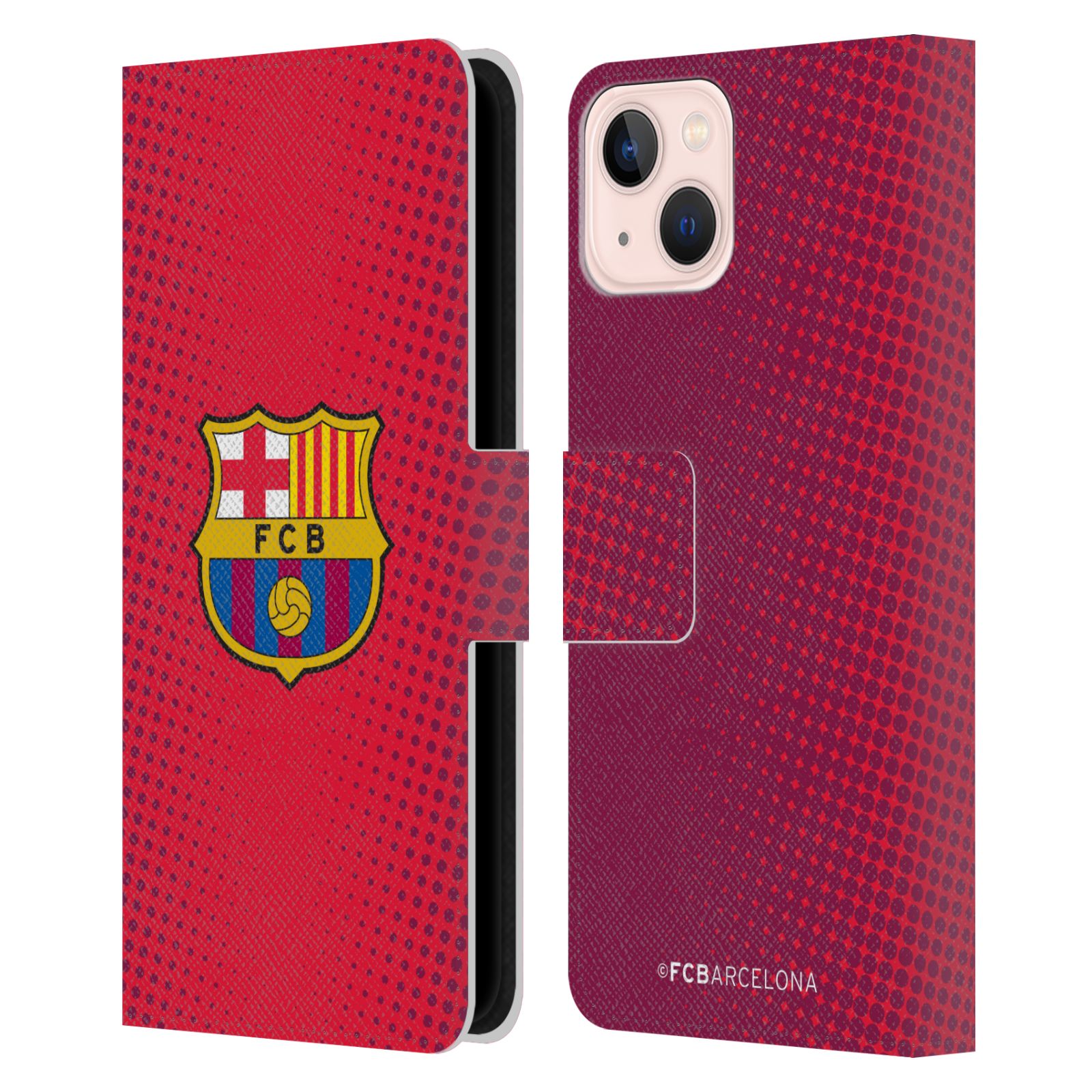Pouzdro na mobil Apple Iphone 13 - HEAD CASE - FC Barcelona - Tečky červená