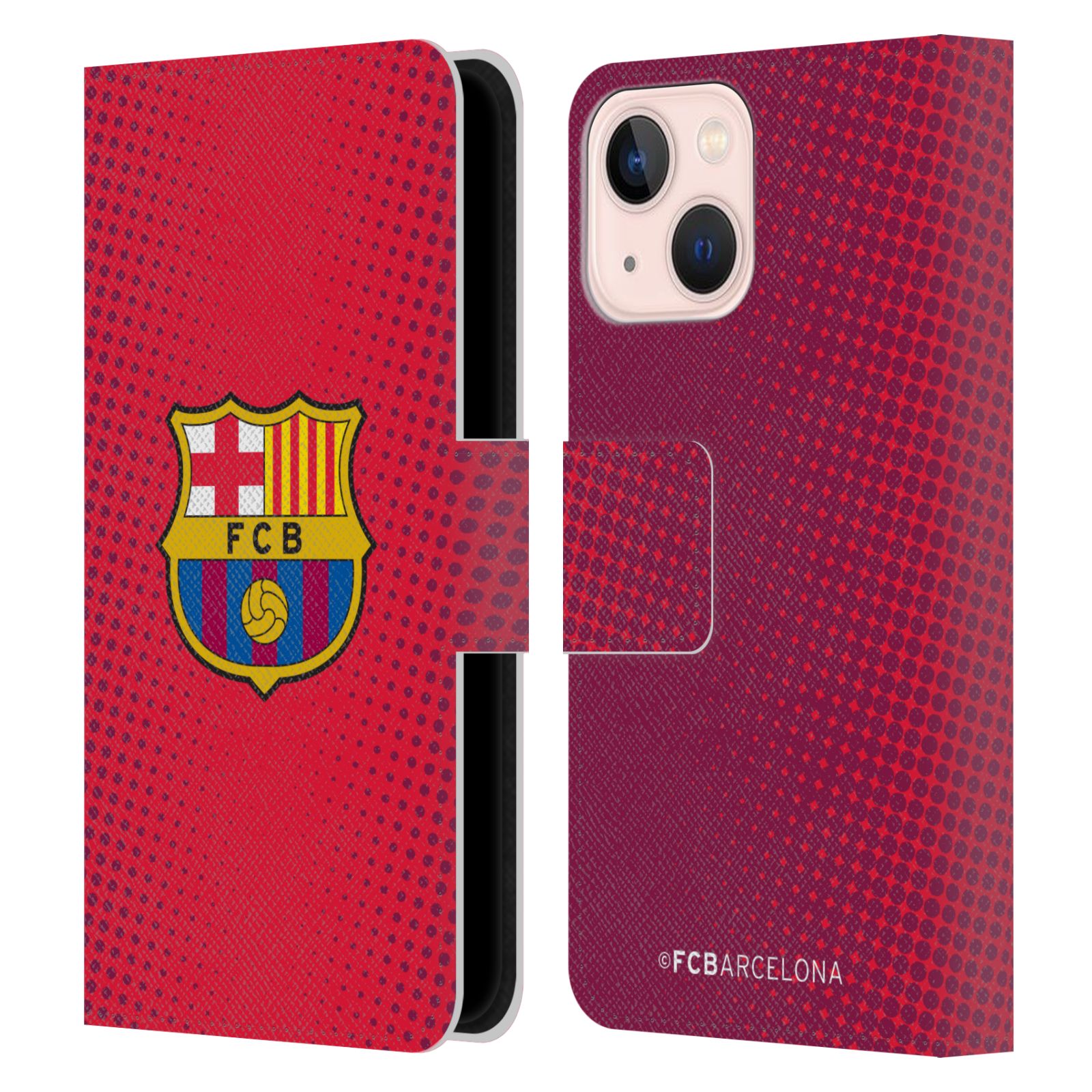 Pouzdro na mobil Apple Iphone 13 MINI - HEAD CASE - FC Barcelona - Tečky červená