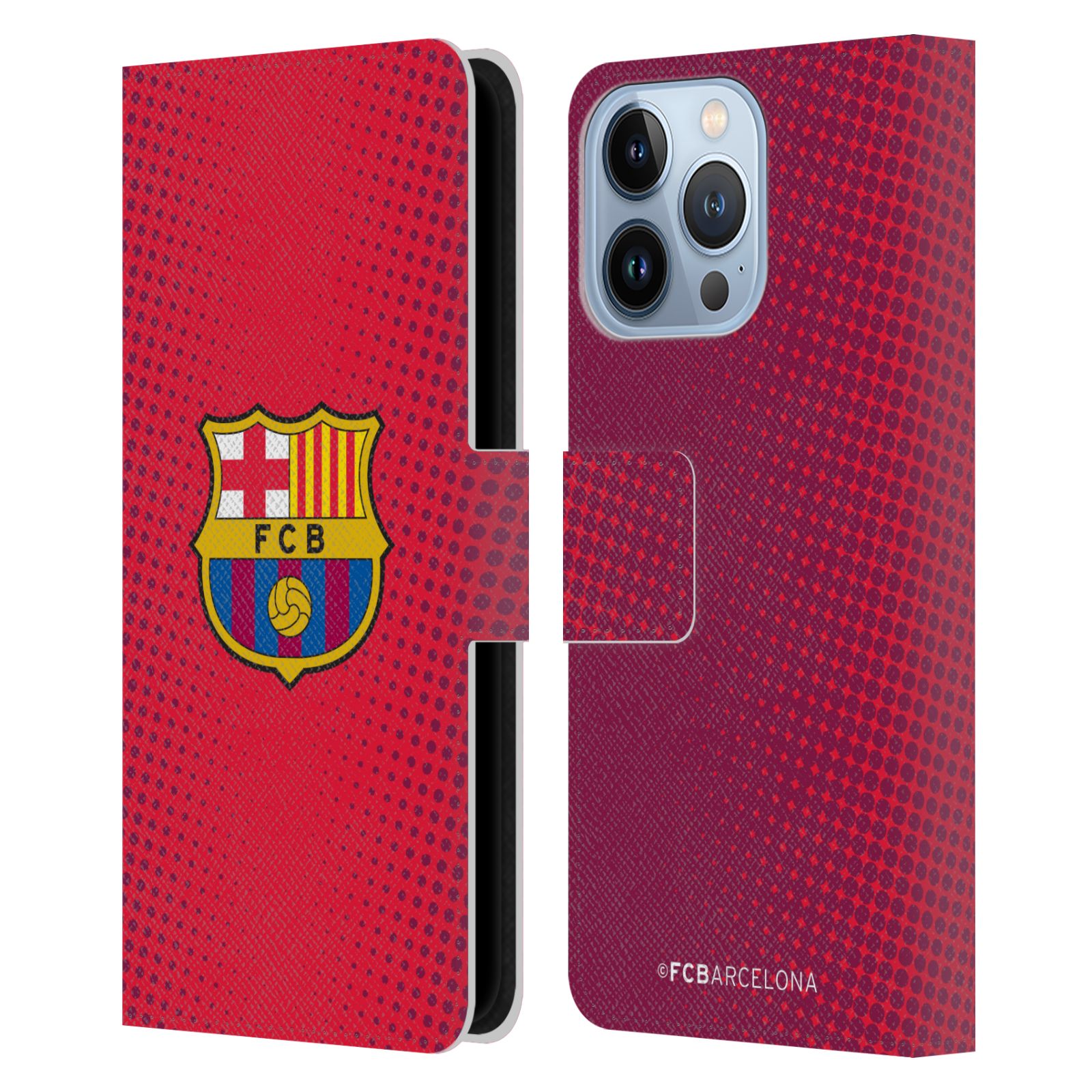Pouzdro na mobil Apple Iphone 13 Pro - HEAD CASE - FC Barcelona - Tečky červená