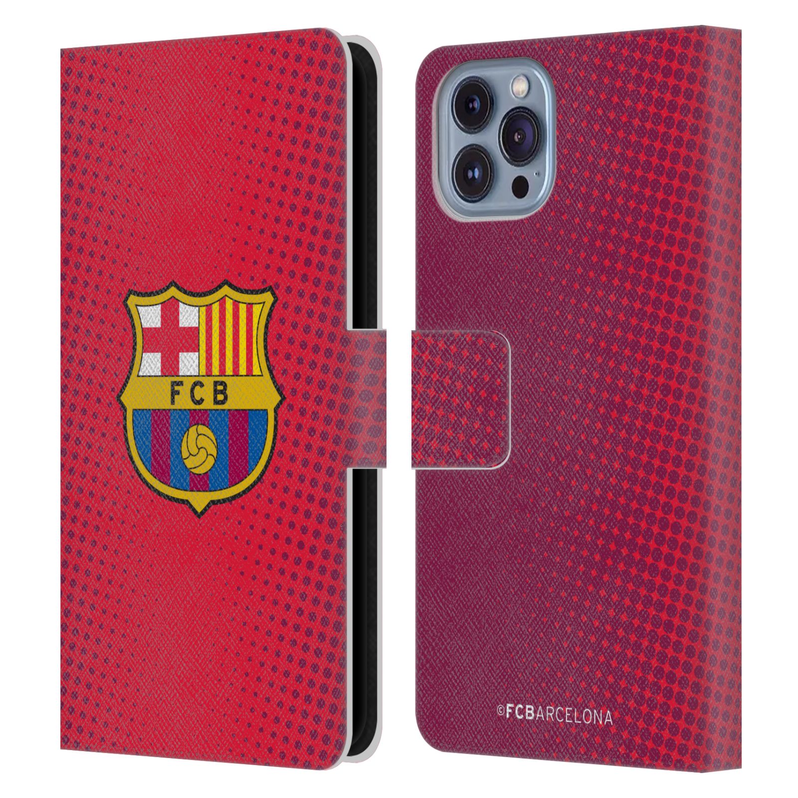 Pouzdro na mobil Apple Iphone 14 - HEAD CASE - FC Barcelona - Tečky červená