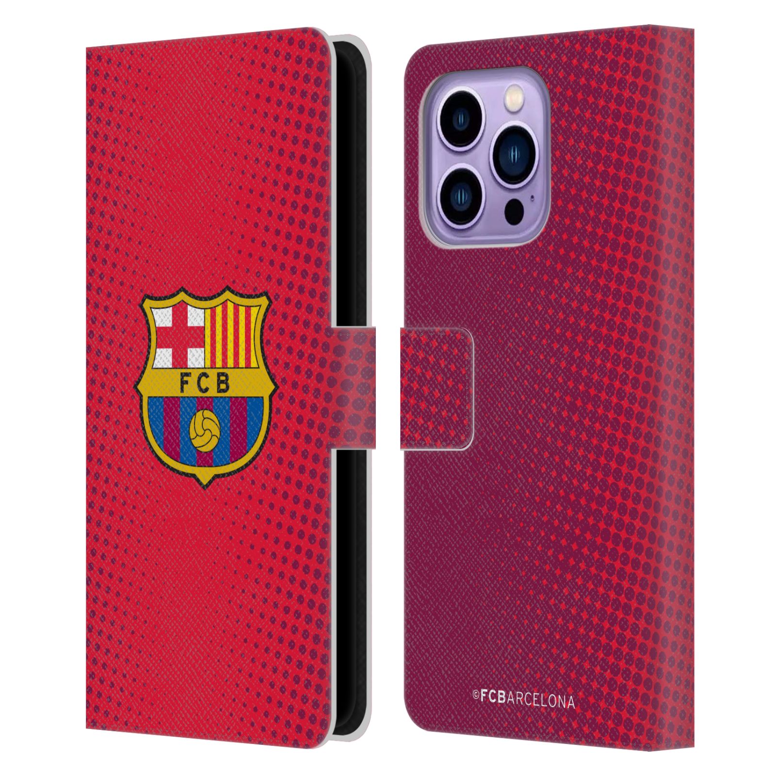 Pouzdro na mobil Apple Iphone 14 PRO MAX - HEAD CASE - FC Barcelona - Tečky červená
