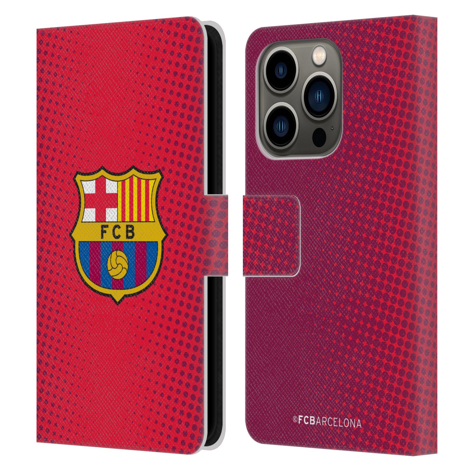 Pouzdro na mobil Apple Iphone 14 PRO - HEAD CASE - FC Barcelona - Tečky červená
