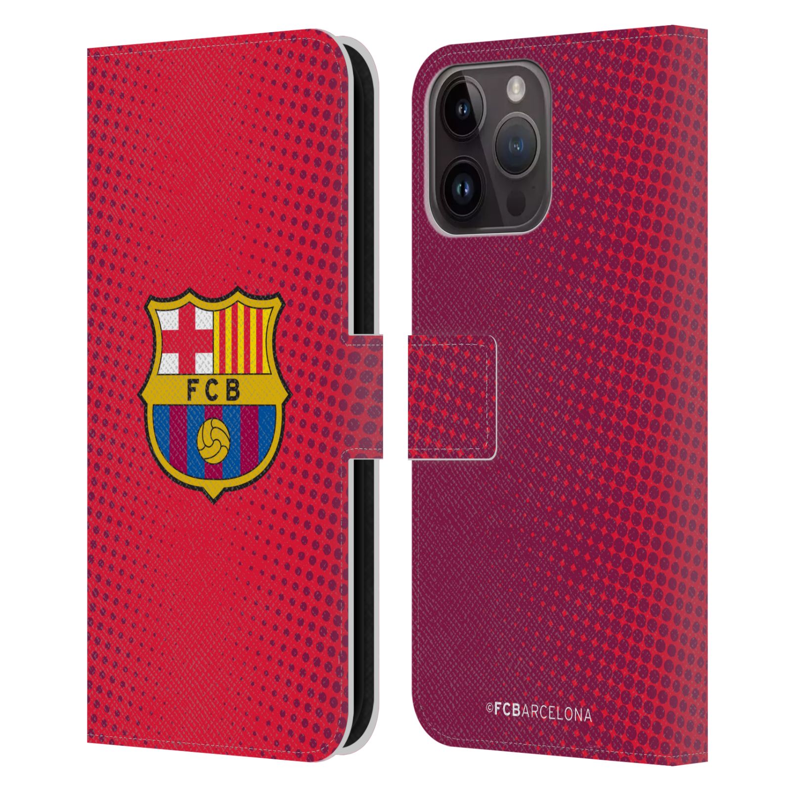 Pouzdro na mobil Apple Iphone 15 PRO MAX - HEAD CASE - FC Barcelona - Tečky červená