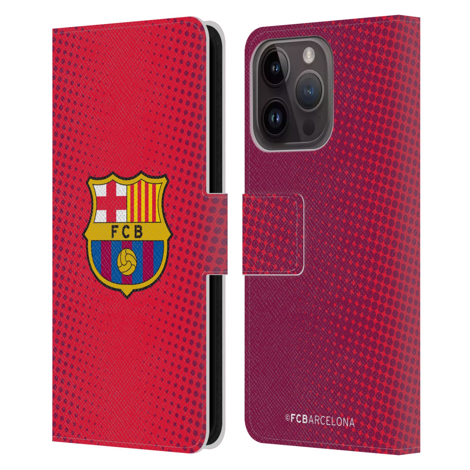 Pouzdro na mobil Apple Iphone 15 PRO - HEAD CASE - FC Barcelona - Tečky červená