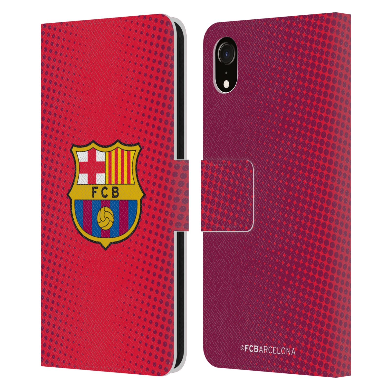 Pouzdro na mobil Apple Iphone XR - HEAD CASE - FC Barcelona - Tečky červená