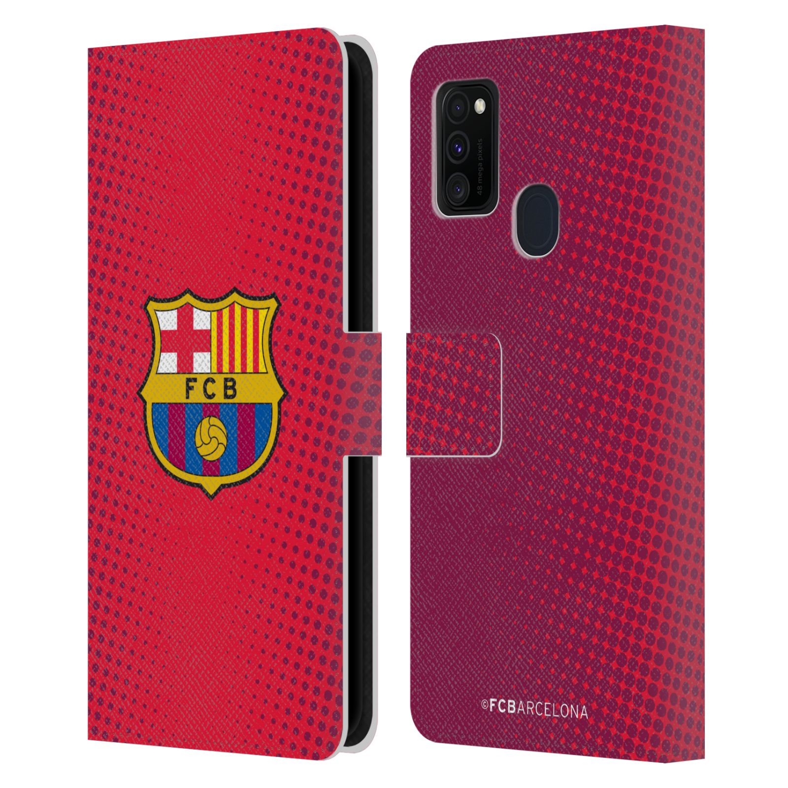 Pouzdro na mobil Samsung Galaxy M21 - HEAD CASE - FC Barcelona - Tečky červená