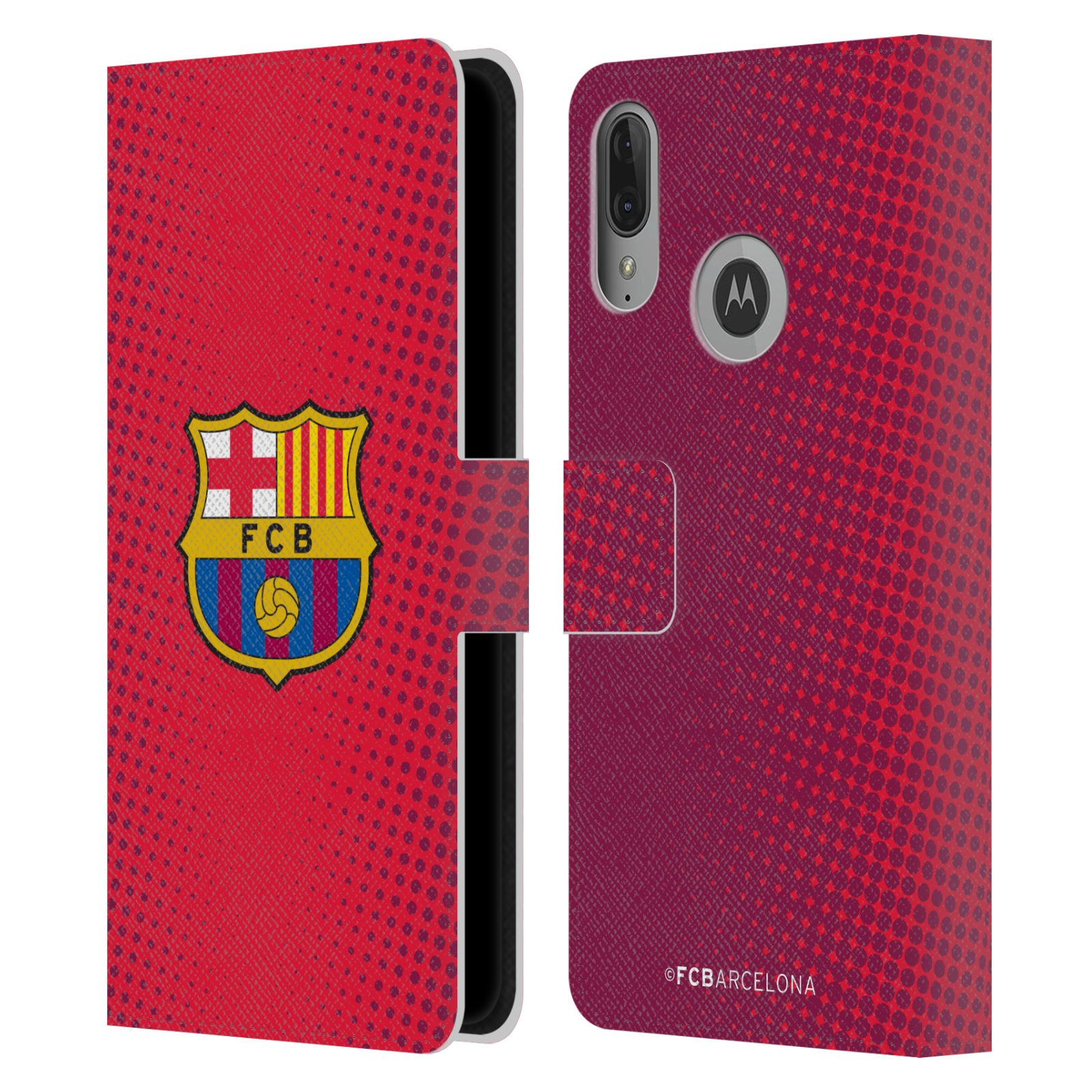 Pouzdro na mobil Motorola Moto E6 PLUS  - HEAD CASE - FC Barcelona - Tečky červená