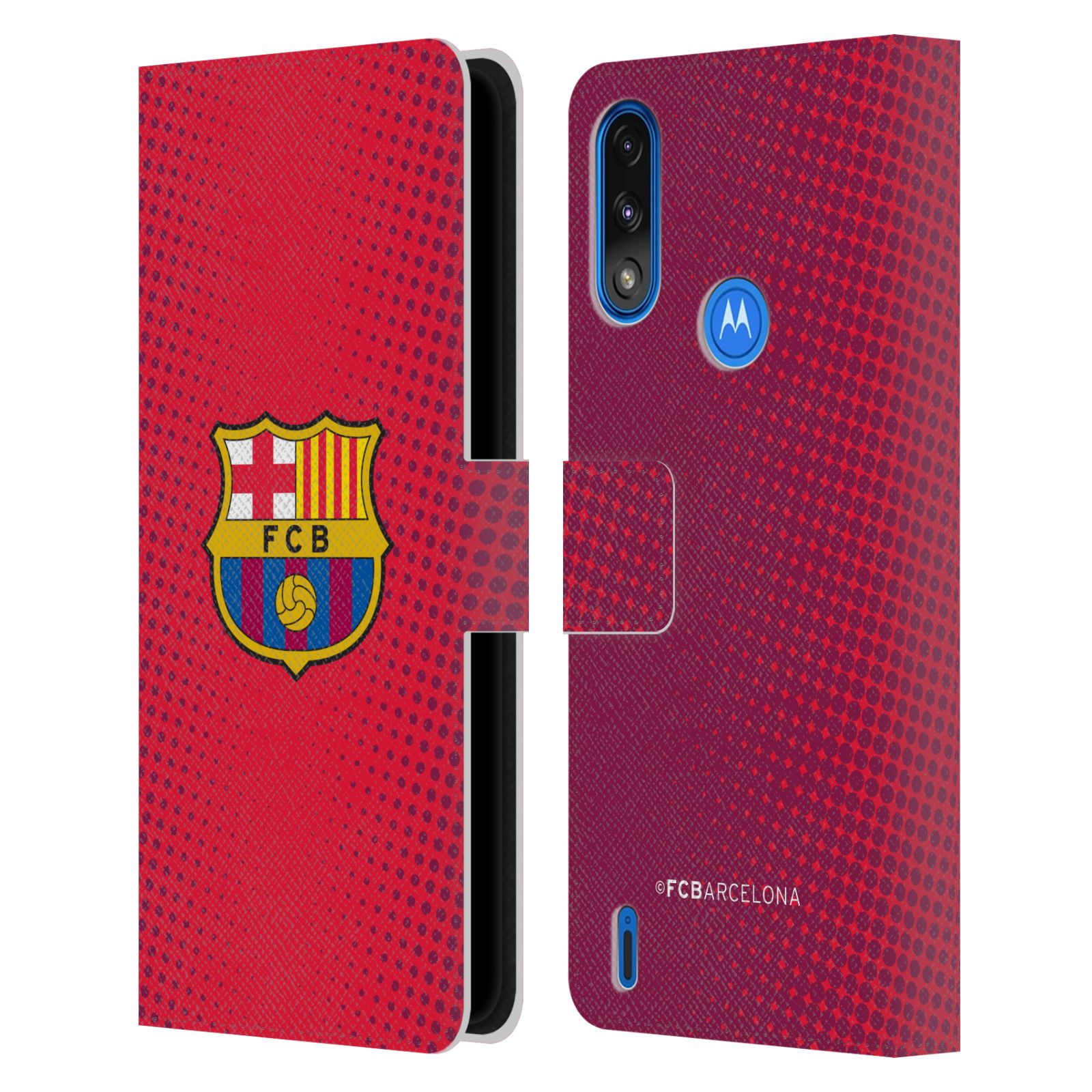Pouzdro na mobil Motorola Moto E7 POWER - HEAD CASE - FC Barcelona - Tečky červená
