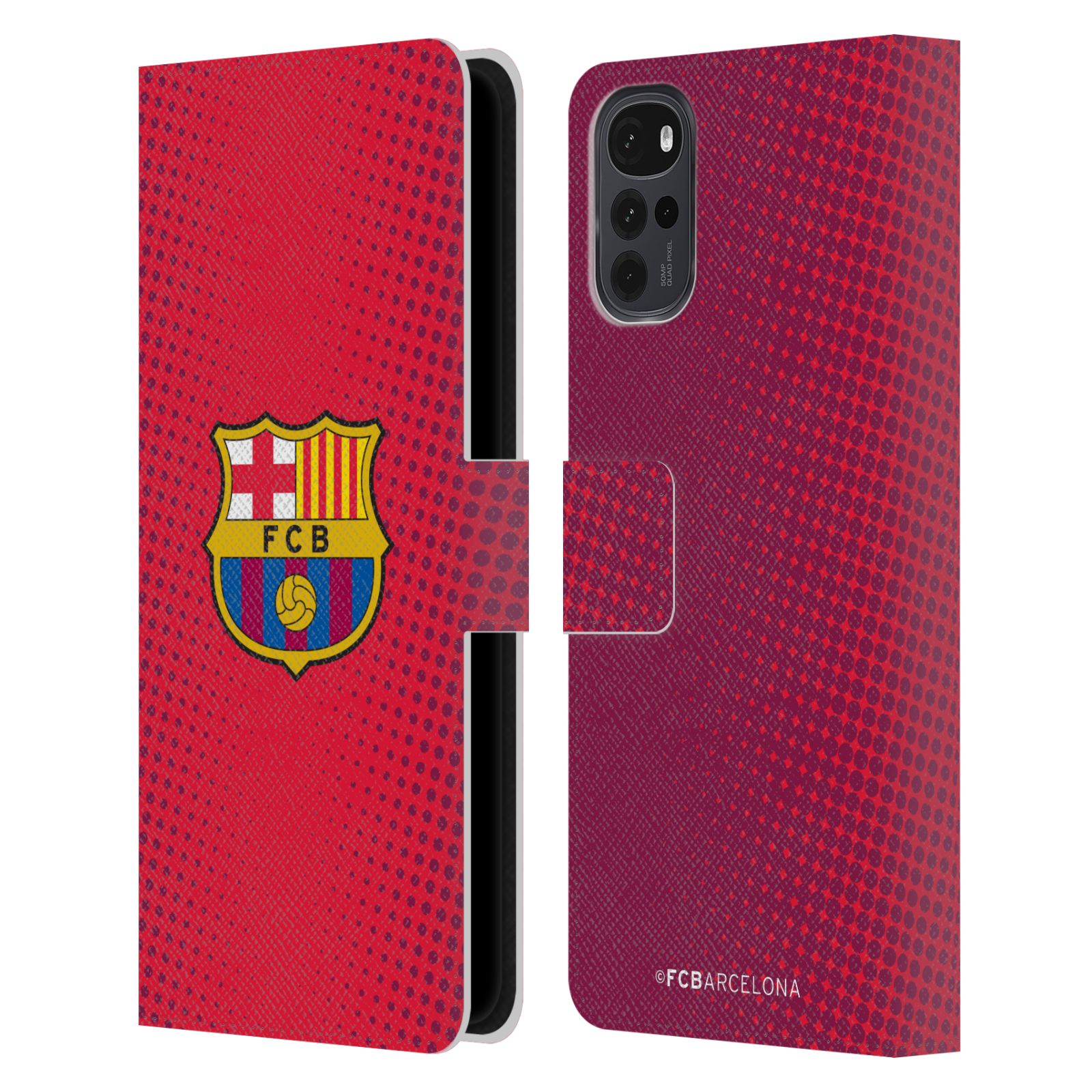 Pouzdro na mobil Motorola Moto G22 - HEAD CASE - FC Barcelona - Tečky červená