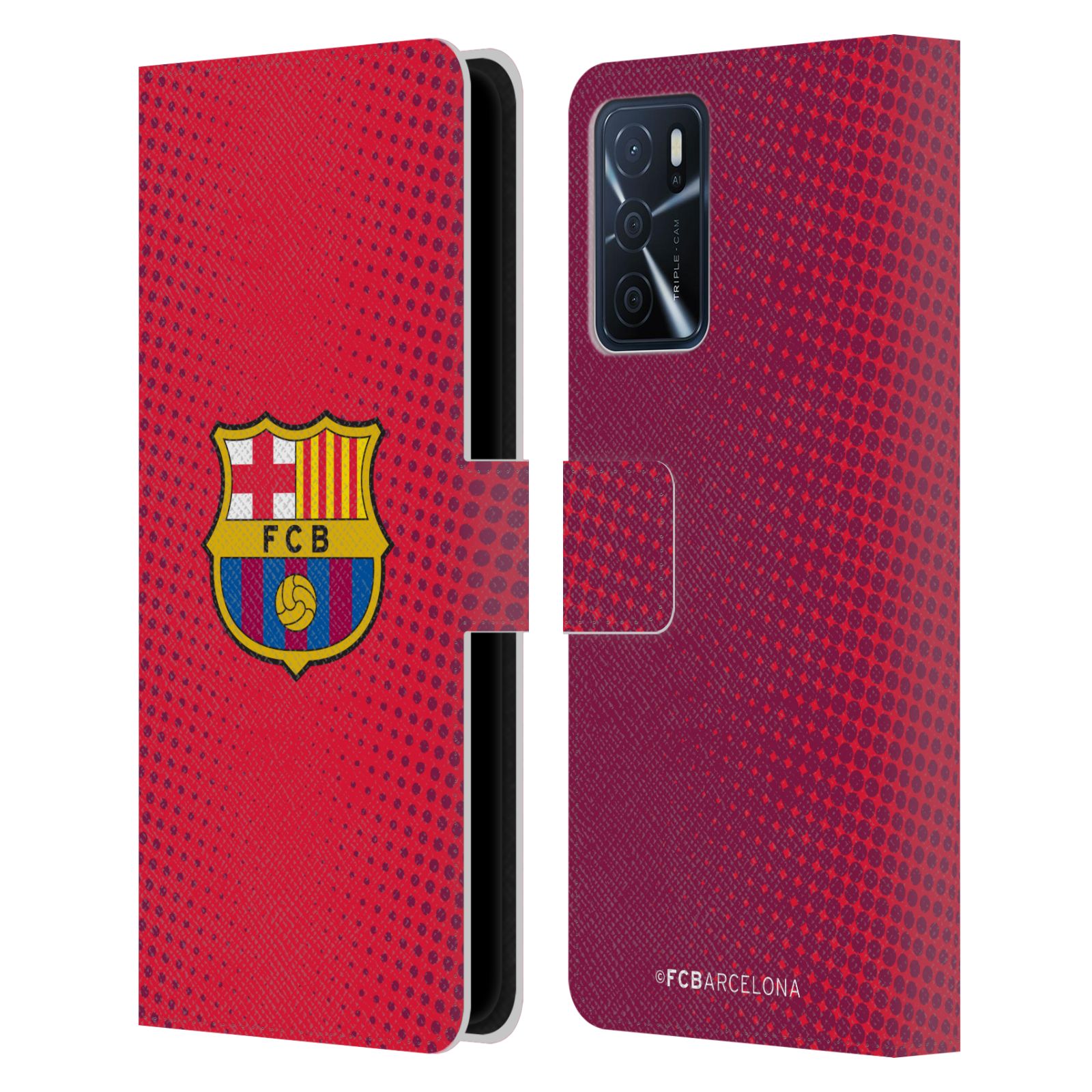 Pouzdro na mobil Oppo A16s - HEAD CASE - FC Barcelona - Tečky červená