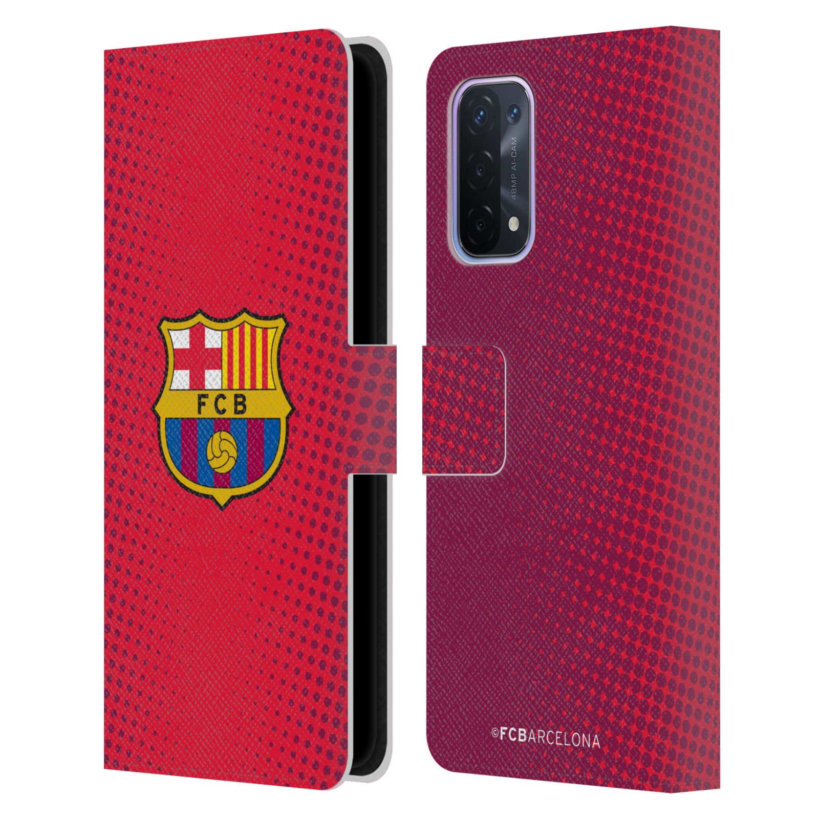 Pouzdro na mobil Oppo A54 5G - HEAD CASE - FC Barcelona - Tečky červená