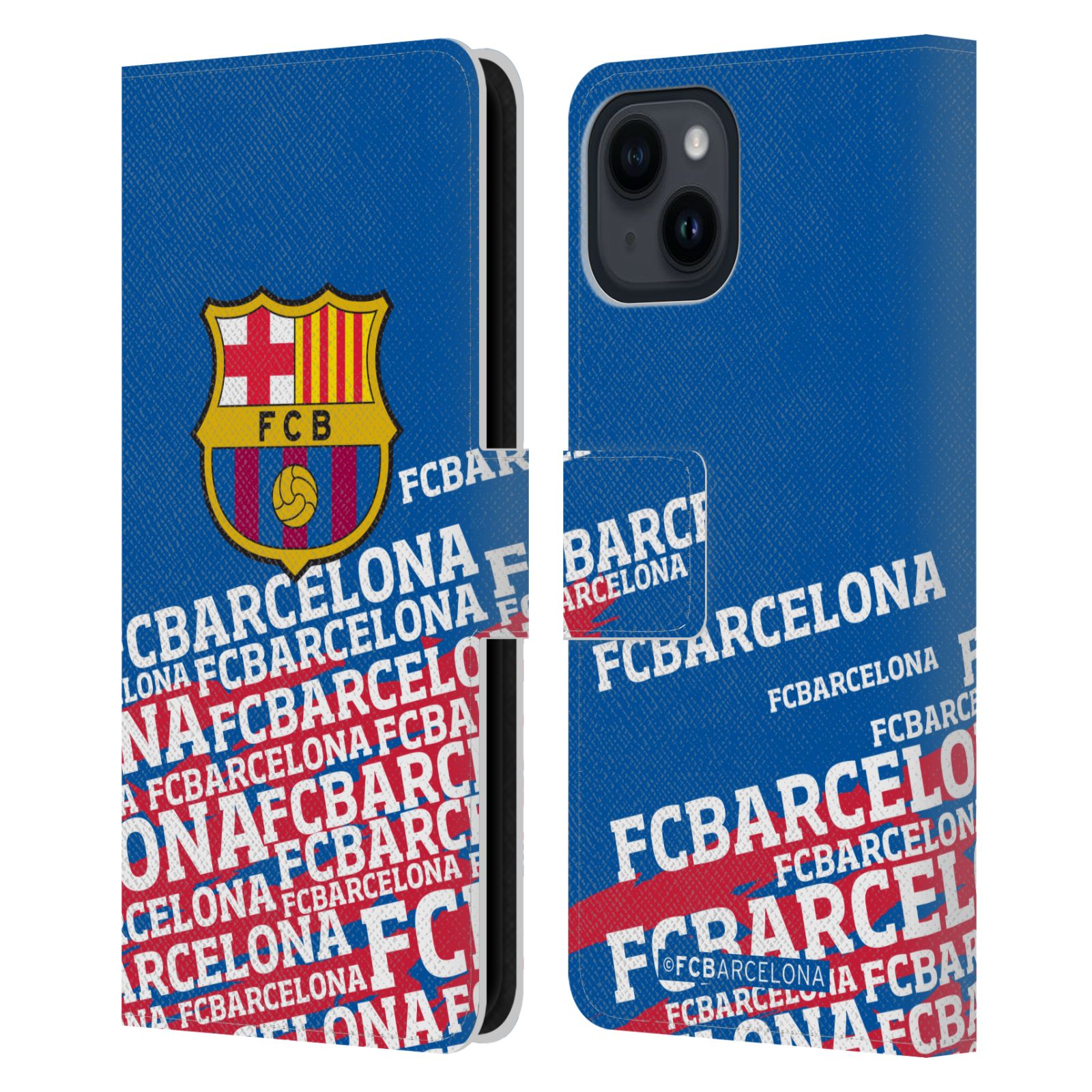 Pouzdro na mobil Apple Iphone 15 - HEAD CASE - FC Barcelona - Logo název