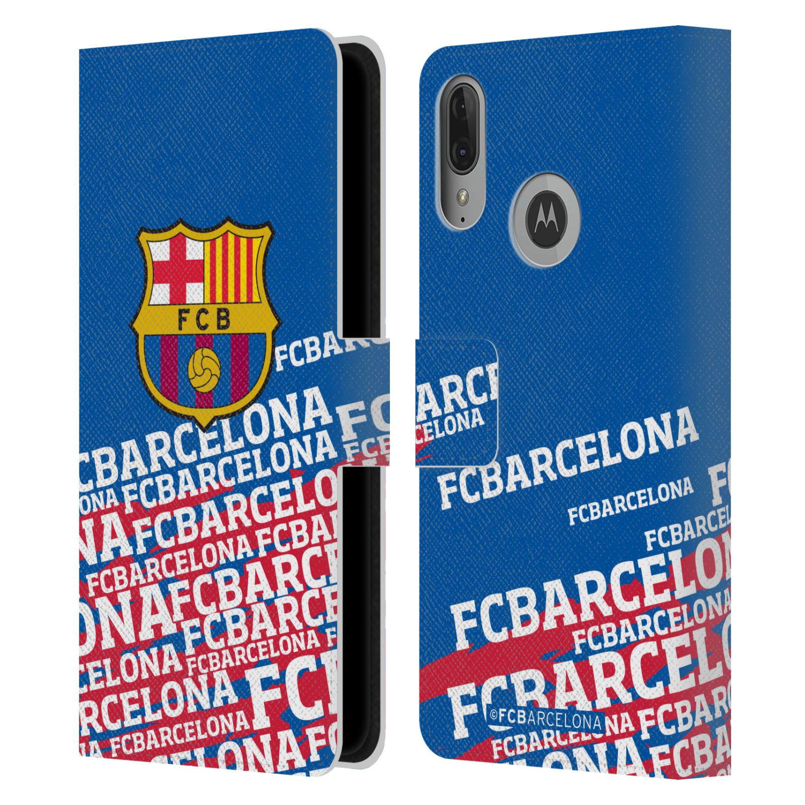 Pouzdro na mobil Motorola Moto E6 PLUS  - HEAD CASE - FC Barcelona - Logo název