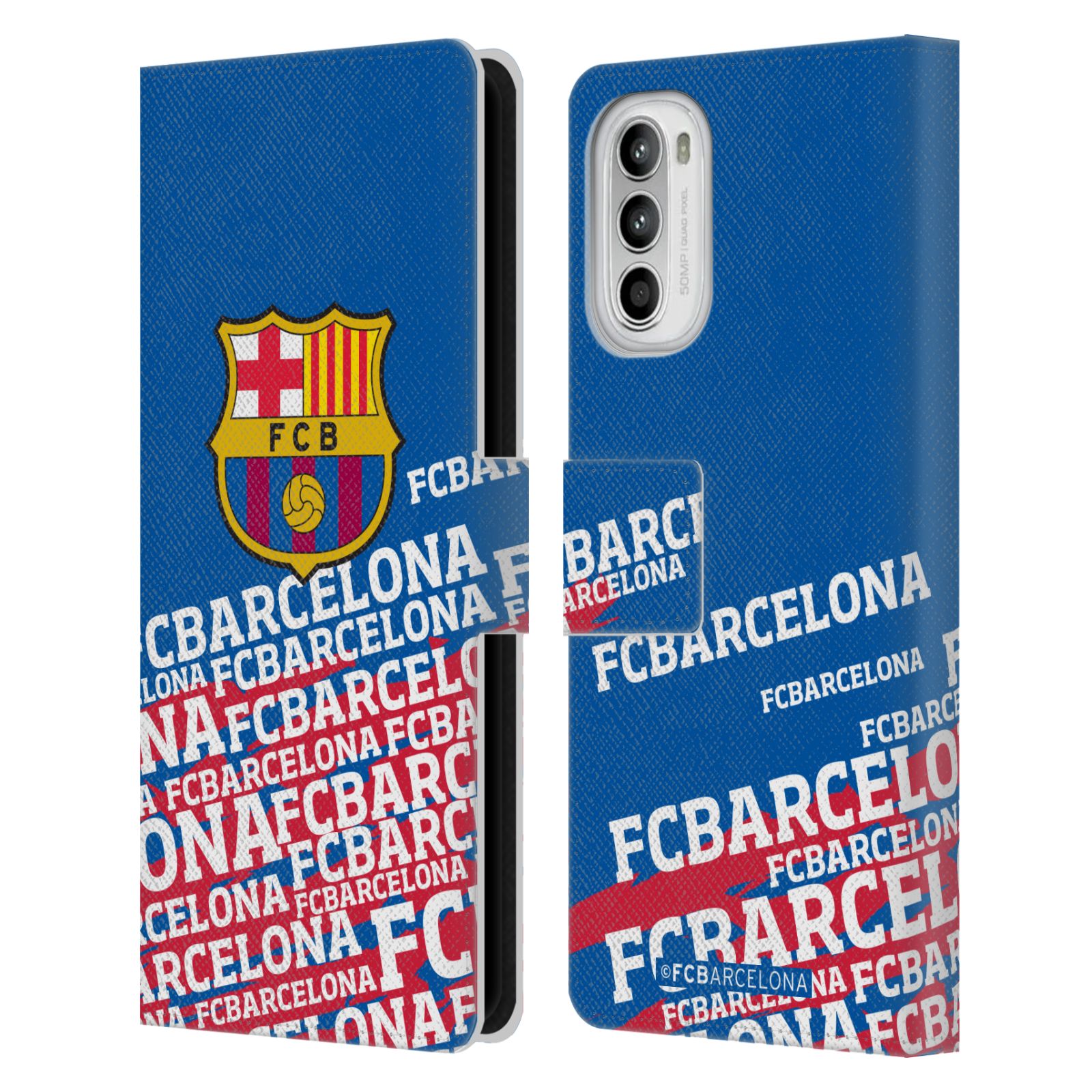 Pouzdro na mobil Motorola Moto G52 - HEAD CASE - FC Barcelona - Logo název