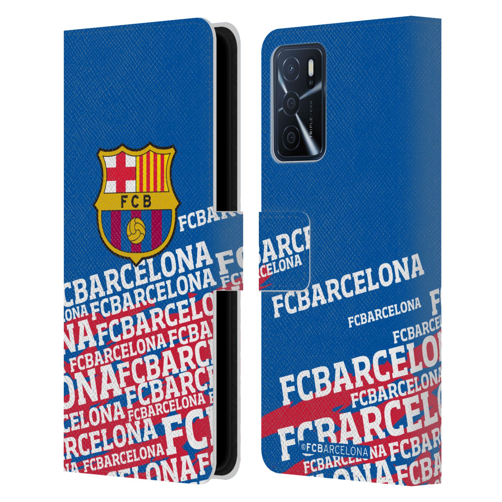 Pouzdro na mobil Oppo A16s - HEAD CASE - FC Barcelona - Logo název