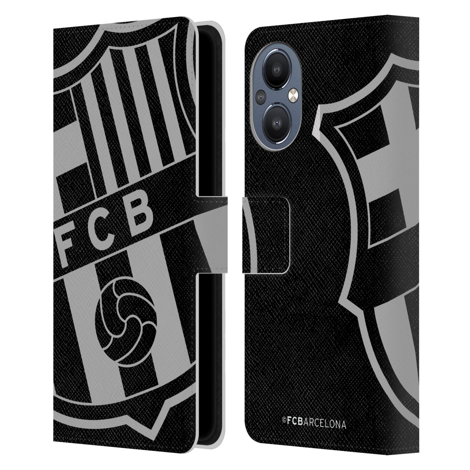 Pouzdro na mobil OnePlus Nord N20 5G - HEAD CASE - FC Barcelona - černošedé logo