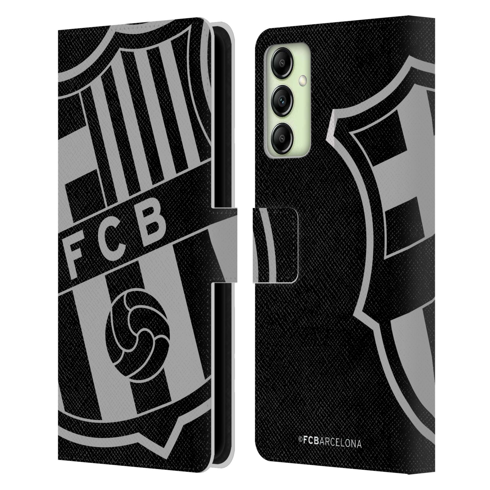Pouzdro na mobil Samsung Galaxy A14 - HEAD CASE - FC Barcelona - černošedé logo