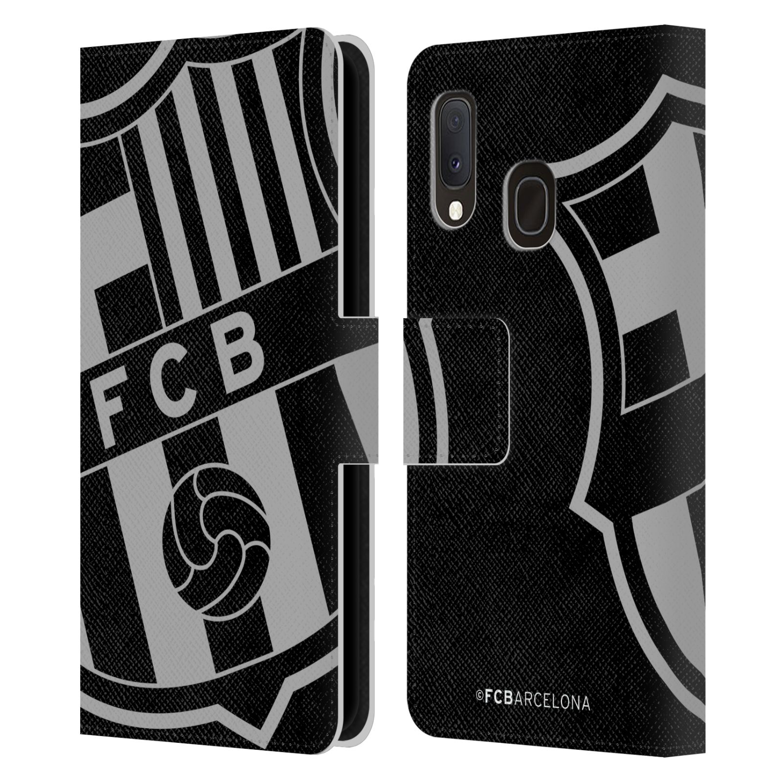 Pouzdro na mobil Samsung Galaxy A20E - HEAD CASE - FC Barcelona - černošedé logo