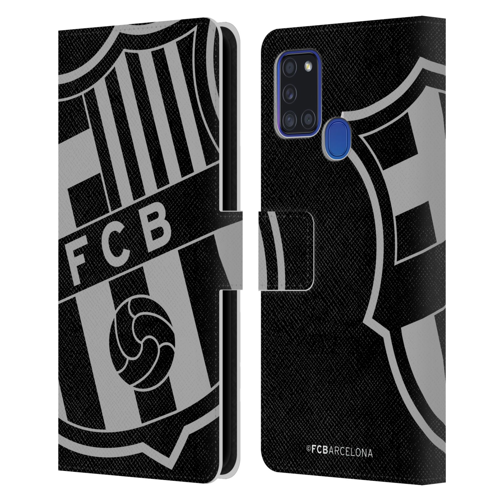 Pouzdro na mobil Samsung Galaxy A21S - HEAD CASE - FC Barcelona - černošedé logo