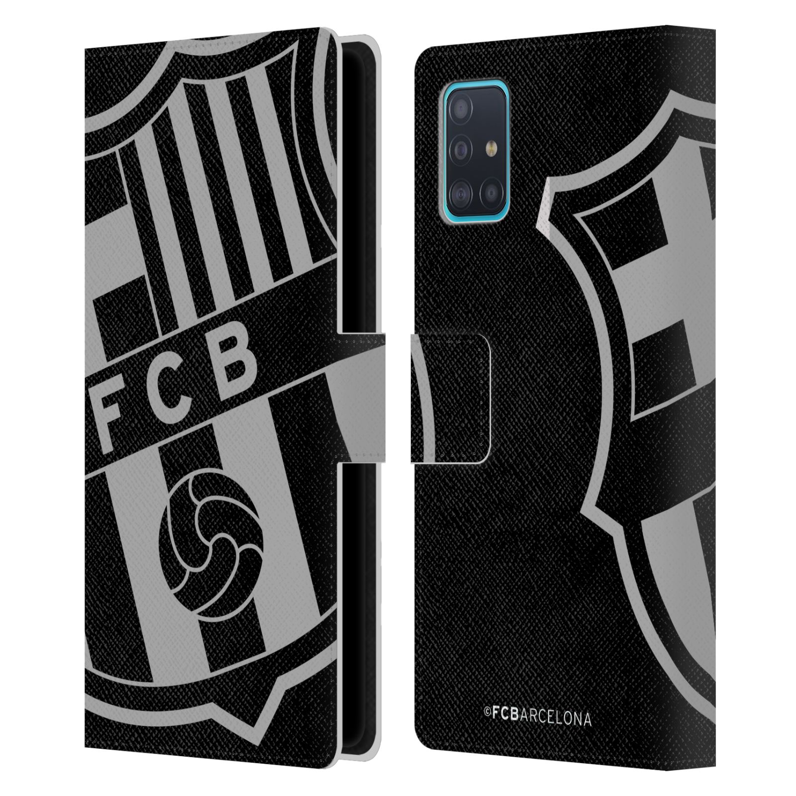 Pouzdro na mobil Samsung Galaxy A51 - HEAD CASE - FC Barcelona - černošedé logo