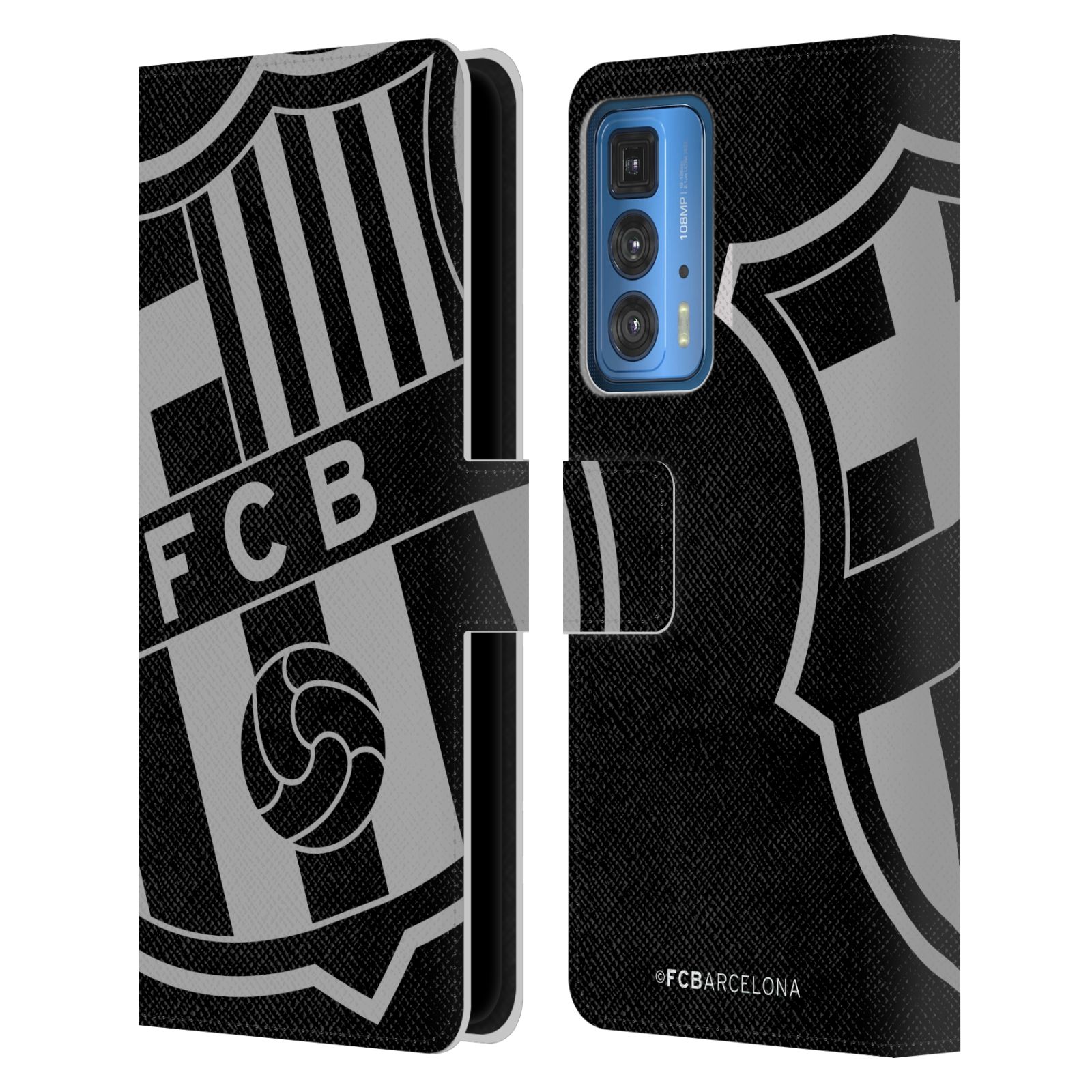 Pouzdro na mobil Motorola EDGE 20 PRO - HEAD CASE - FC Barcelona - černošedé logo