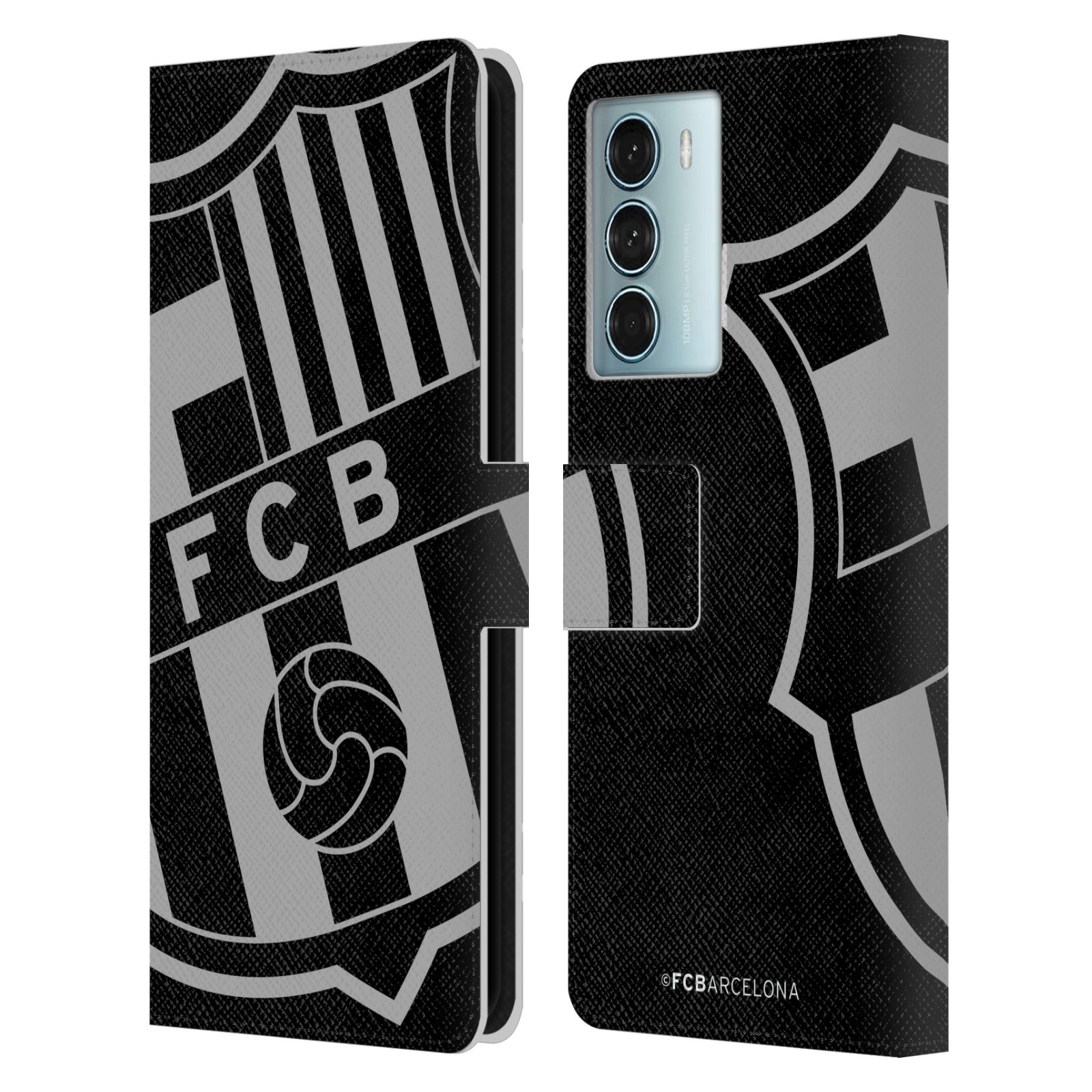Pouzdro na mobil Motorola Moto G200 5G - HEAD CASE - FC Barcelona - černošedé logo