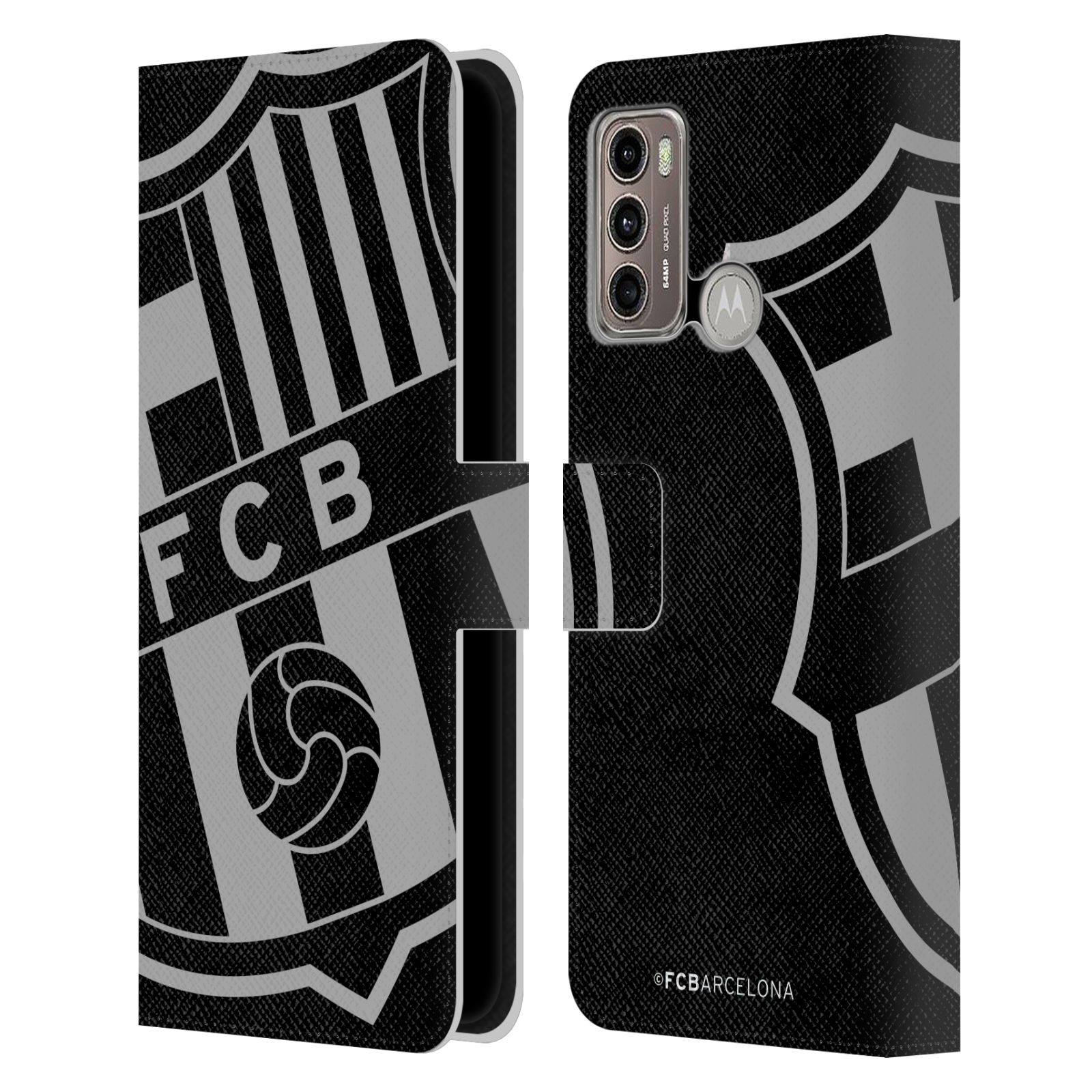 Pouzdro na mobil Motorola Moto G60 - HEAD CASE - FC Barcelona - černošedé logo