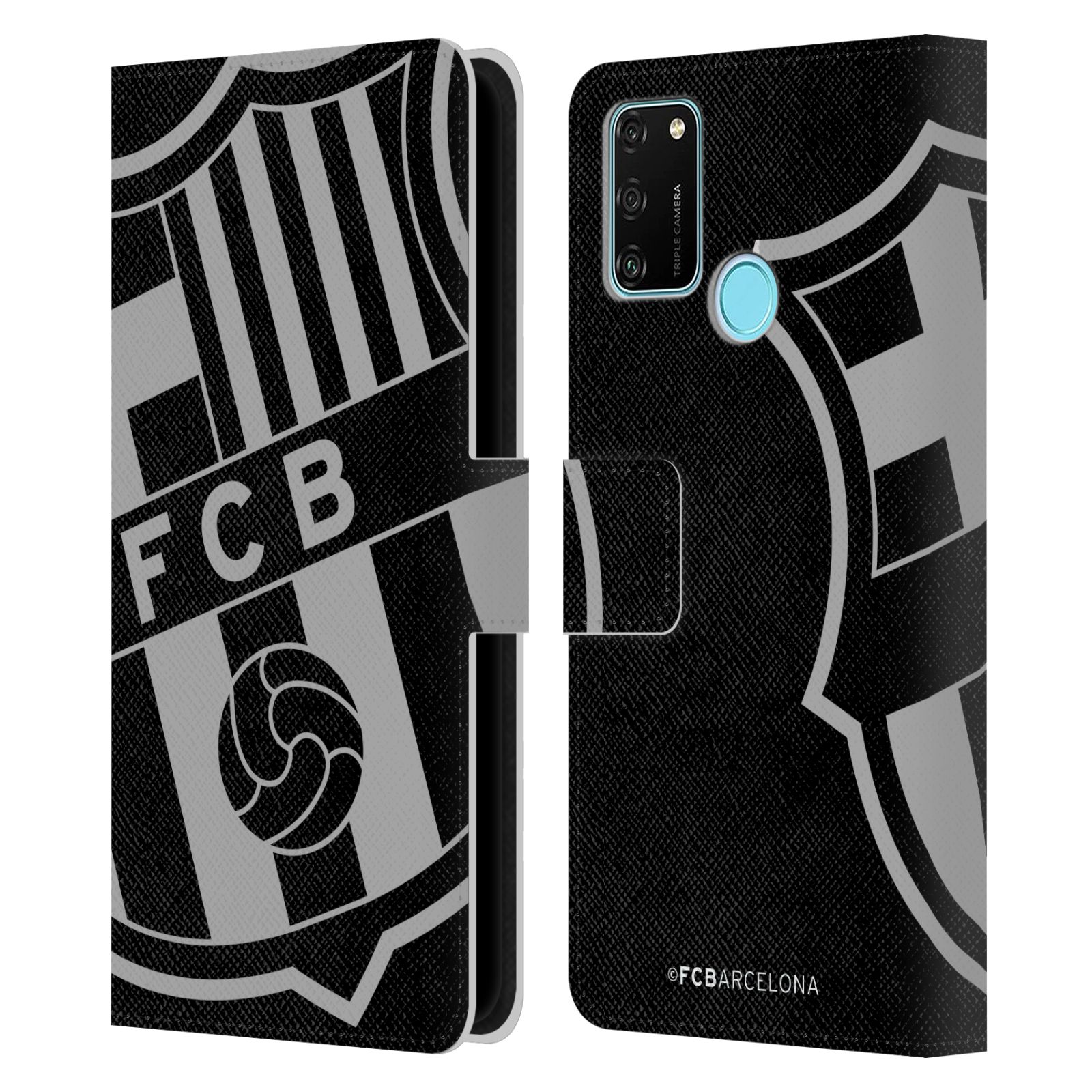 Pouzdro na mobil Honor 9A - HEAD CASE - FC Barcelona - černošedé logo
