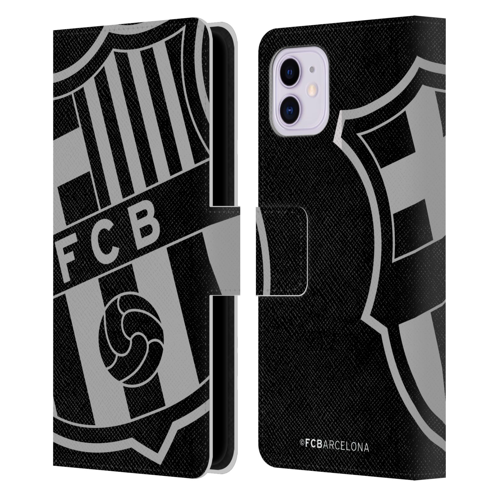 Pouzdro na mobil Apple Iphone 11 - HEAD CASE - FC Barcelona - černošedé logo