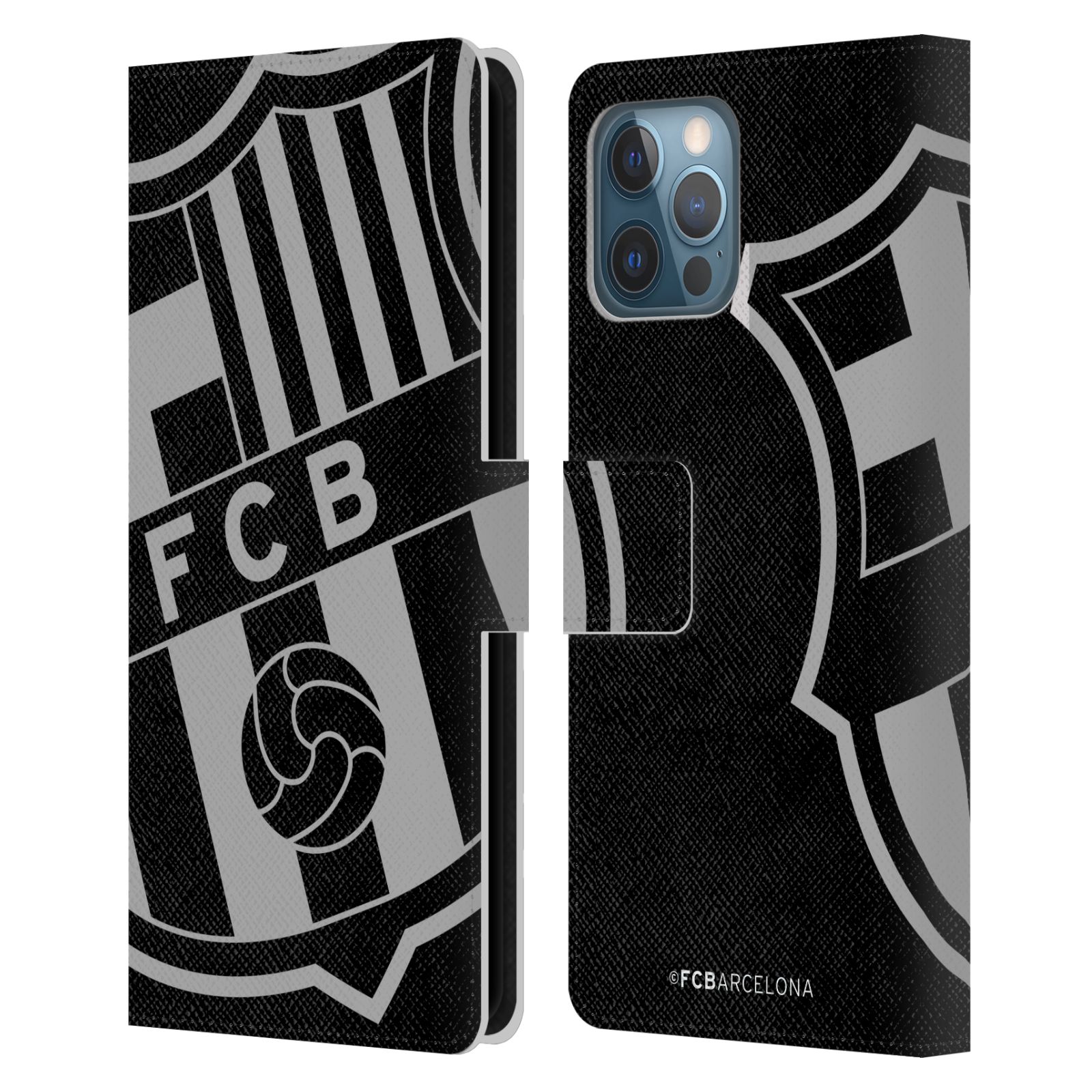 Pouzdro na mobil Apple Iphone 12 Pro Max - HEAD CASE - FC Barcelona - černošedé logo