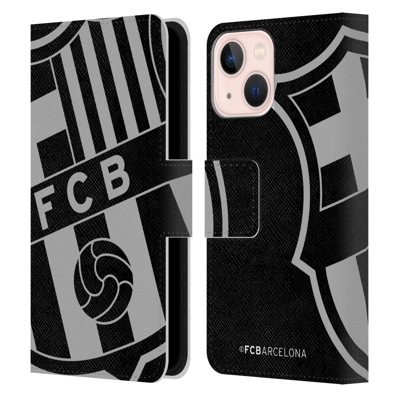 Pouzdro na mobil Apple Iphone 13 MINI - HEAD CASE - FC Barcelona - černošedé logo