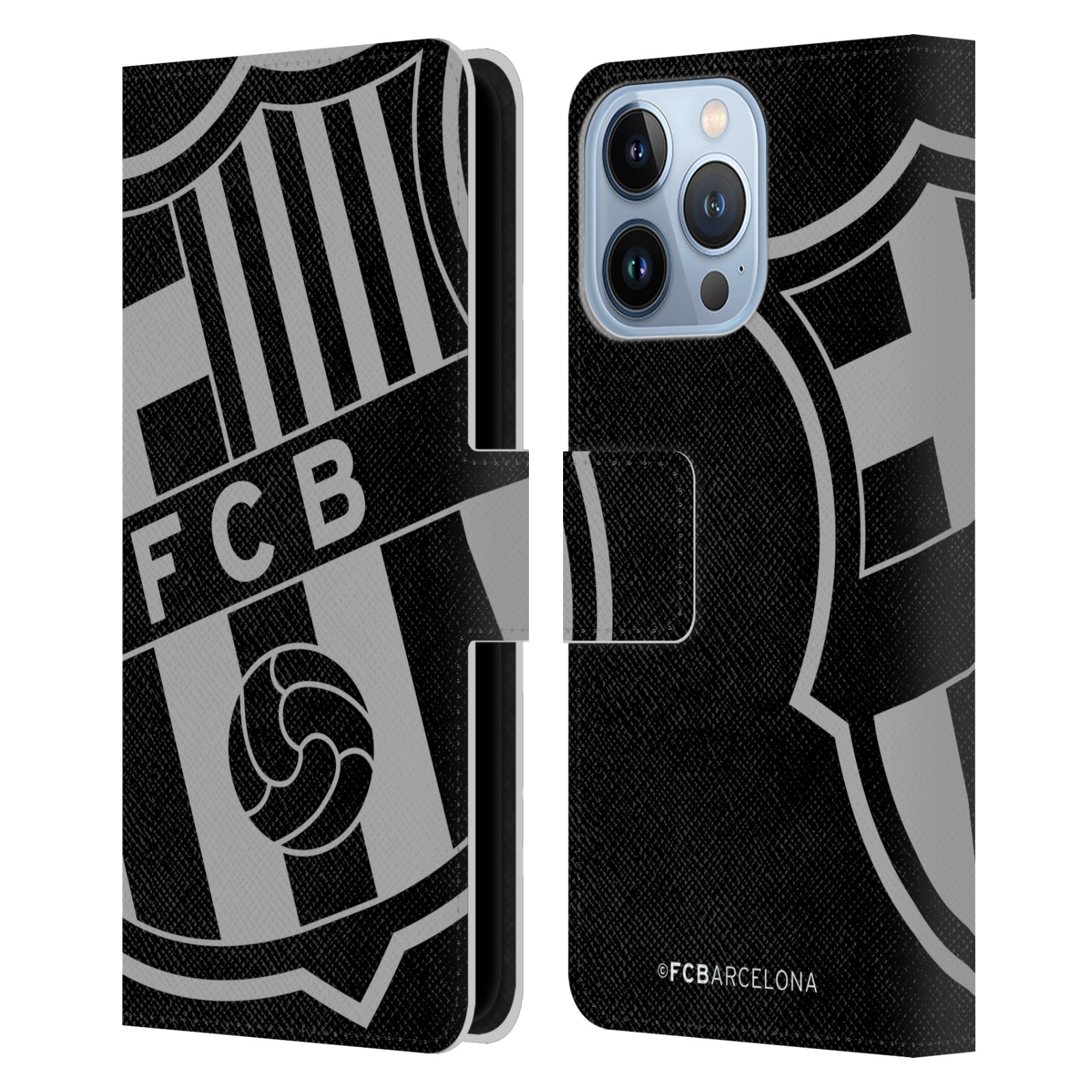 Pouzdro na mobil Apple Iphone 13 Pro - HEAD CASE - FC Barcelona - černošedé logo