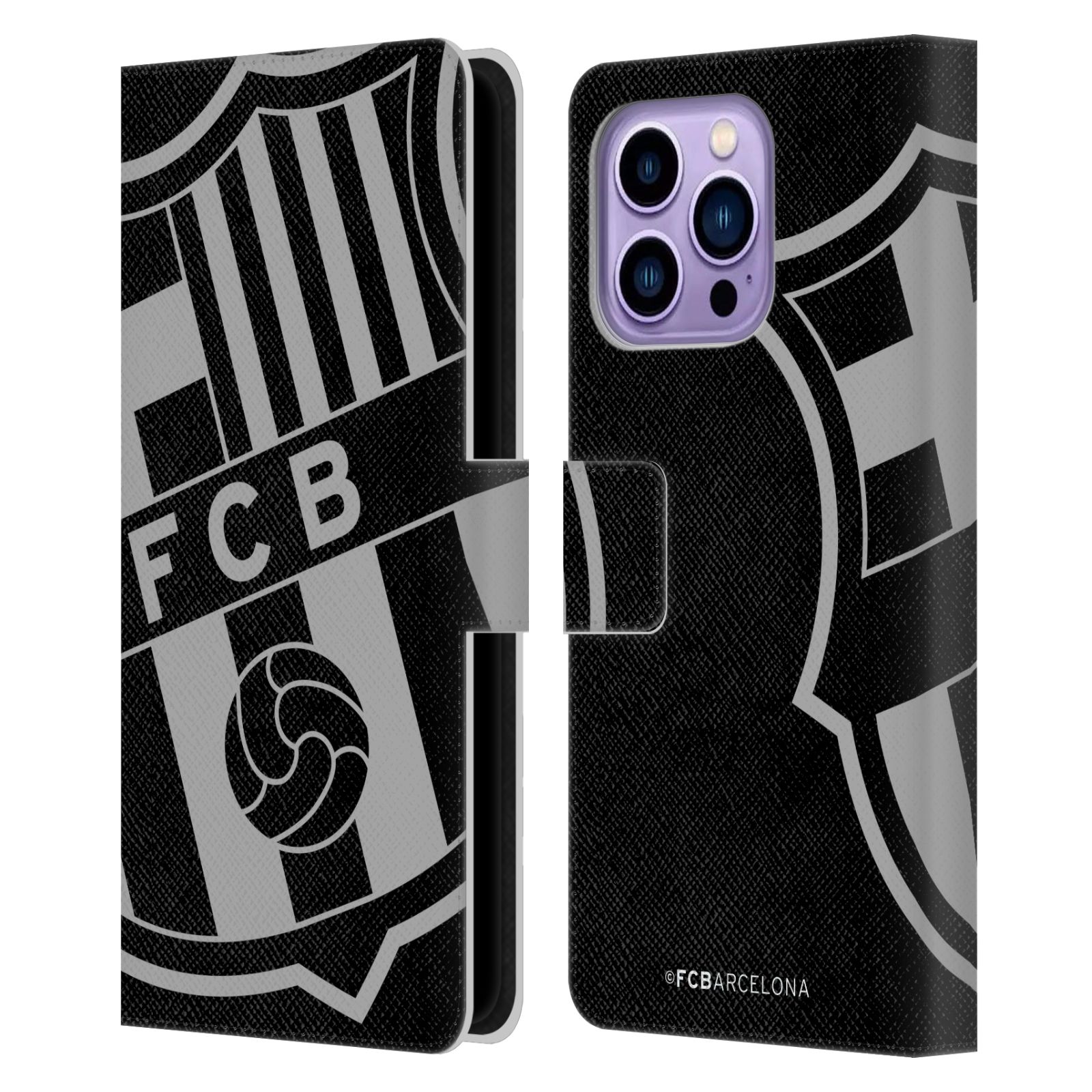 Pouzdro na mobil Apple Iphone 14 PRO MAX - HEAD CASE - FC Barcelona - černošedé logo