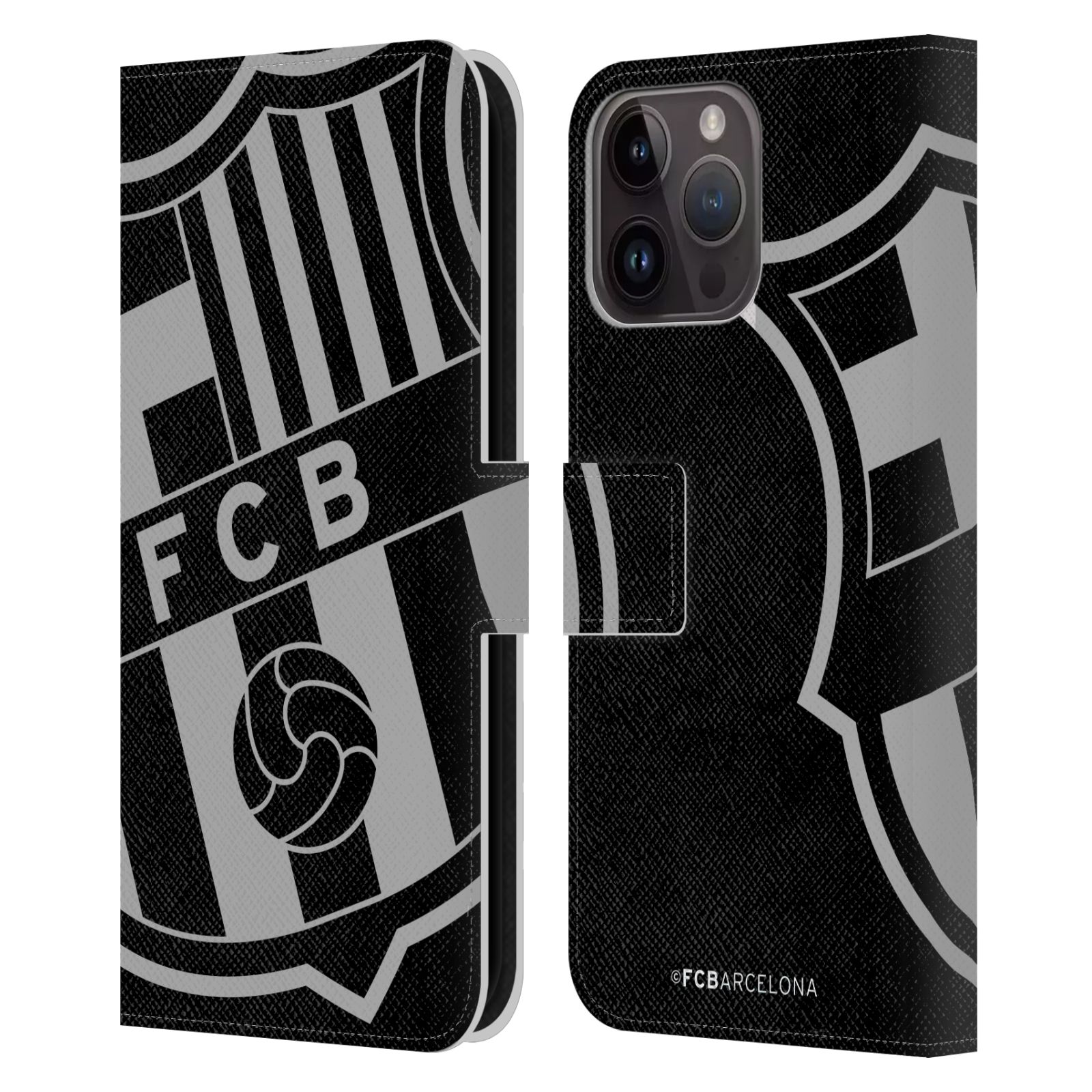Pouzdro na mobil Apple Iphone 15 PRO MAX - HEAD CASE - FC Barcelona - černošedé logo