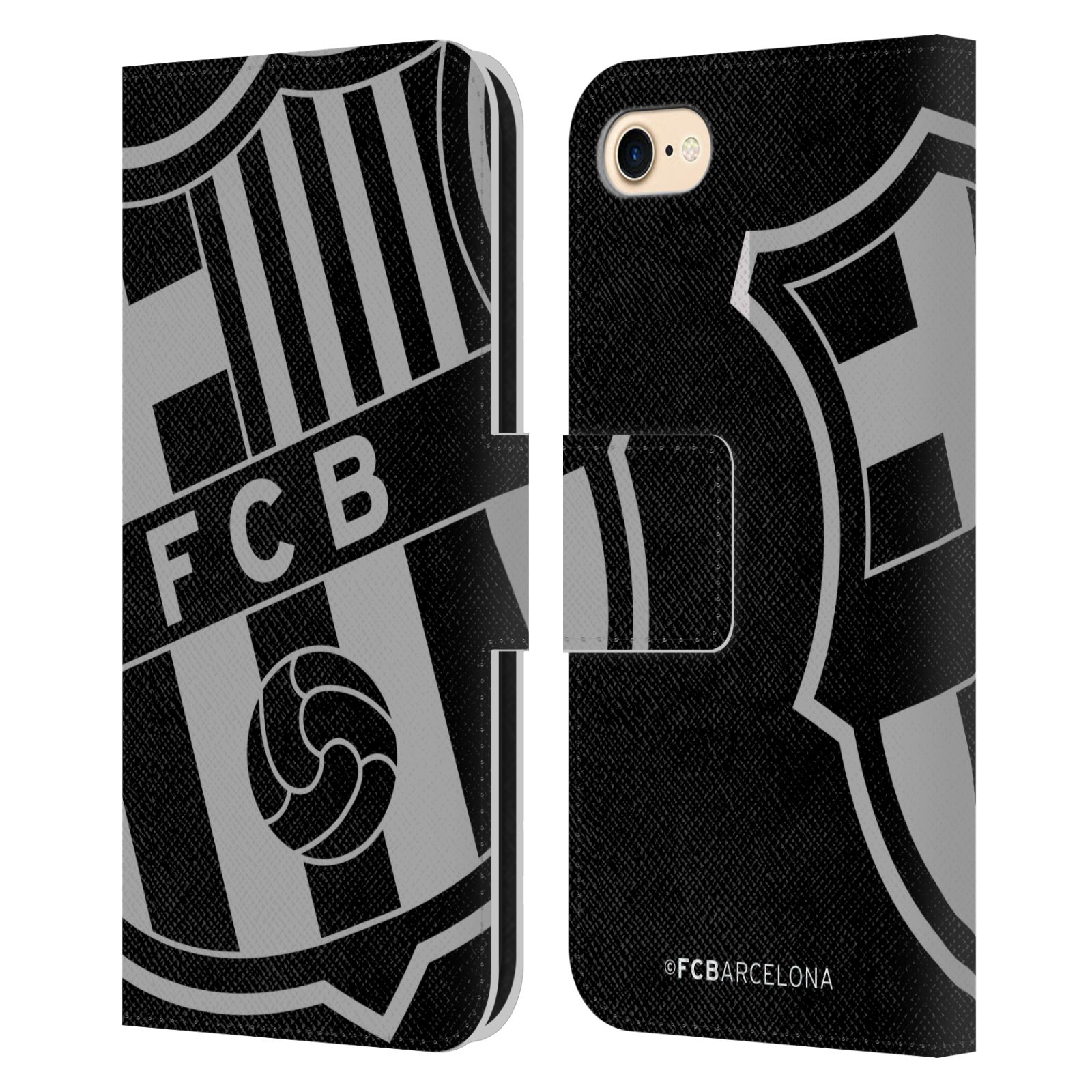 Pouzdro na mobil Apple Iphone 7/8/SE2020 - HEAD CASE - FC Barcelona - černošedé logo