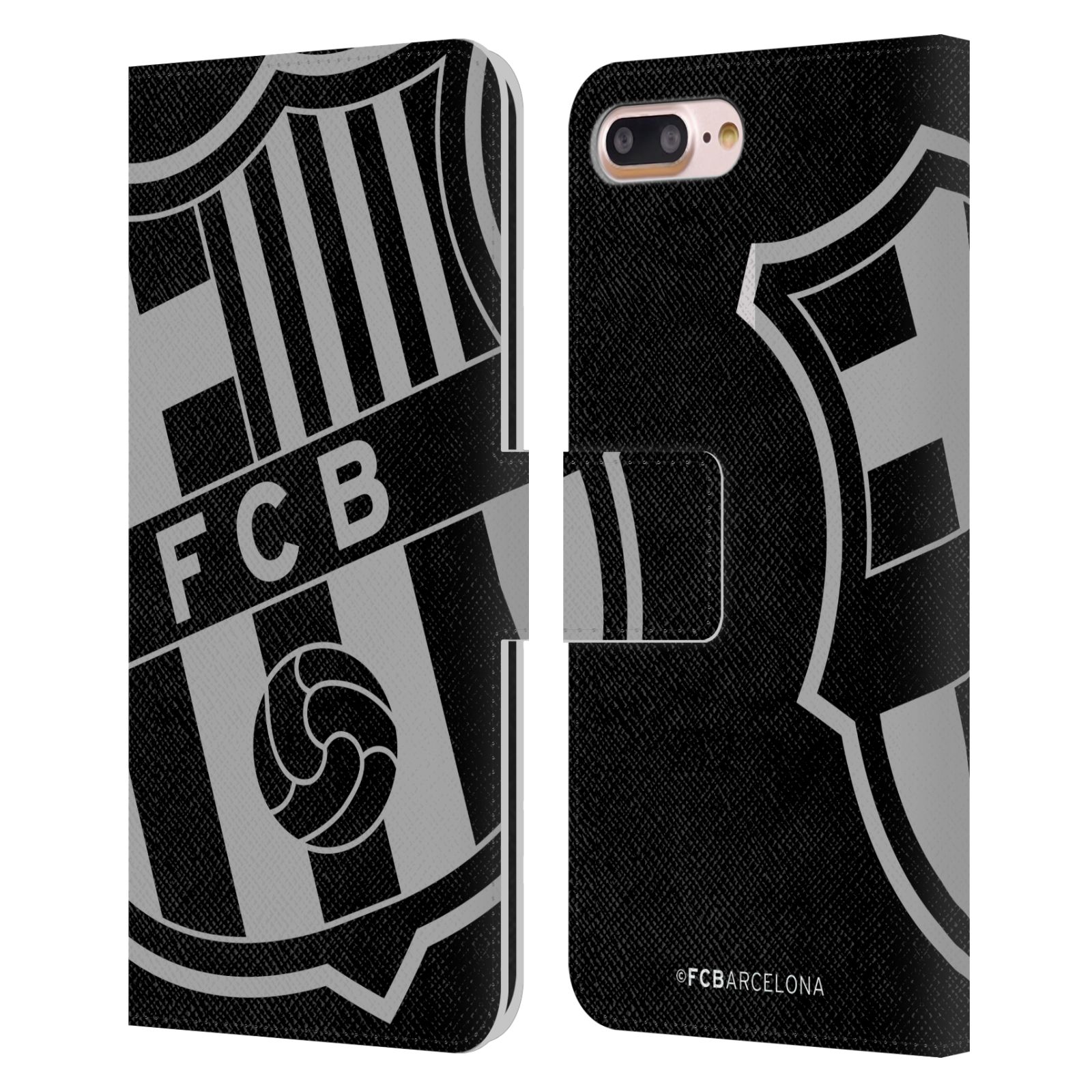 Pouzdro na mobil Apple Iphone 7+/8+ - HEAD CASE - FC Barcelona - černošedé logo