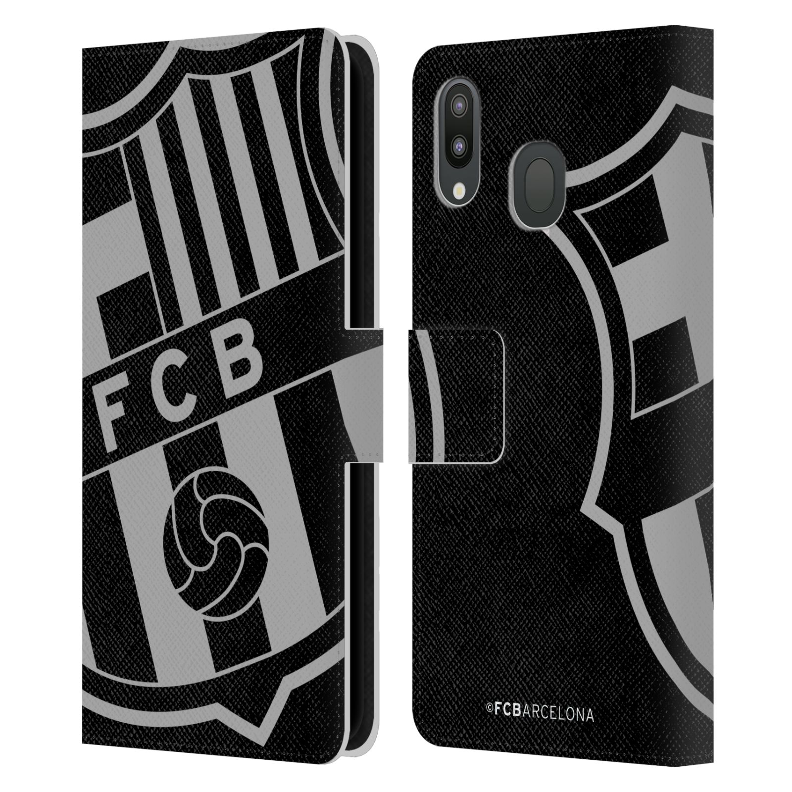 Pouzdro na mobil Samsung Galaxy M20 - HEAD CASE - FC Barcelona - černošedé logo