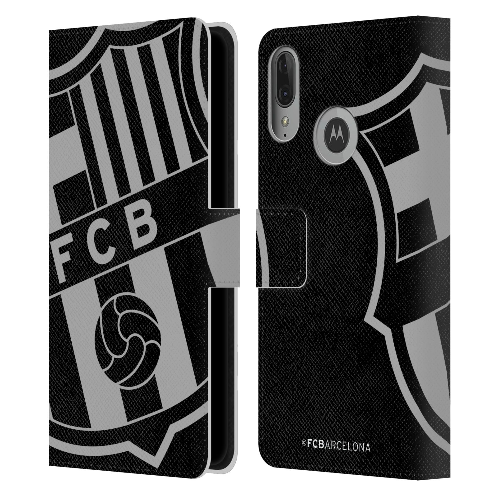Pouzdro na mobil Motorola Moto E6 PLUS  - HEAD CASE - FC Barcelona - černošedé logo