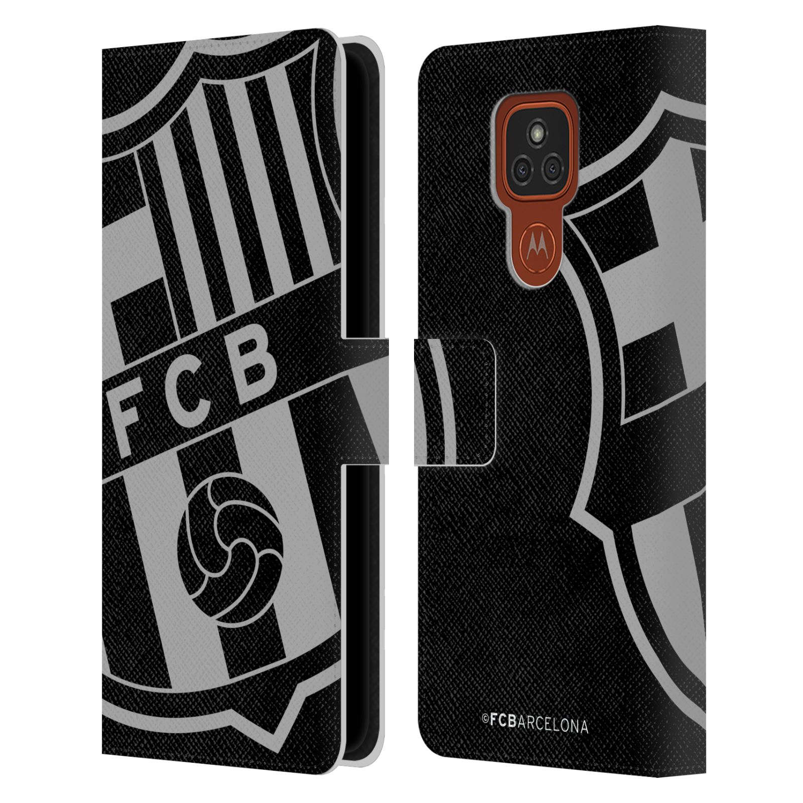 Pouzdro na mobil Motorola Moto E7 Plus - HEAD CASE - FC Barcelona - černošedé logo