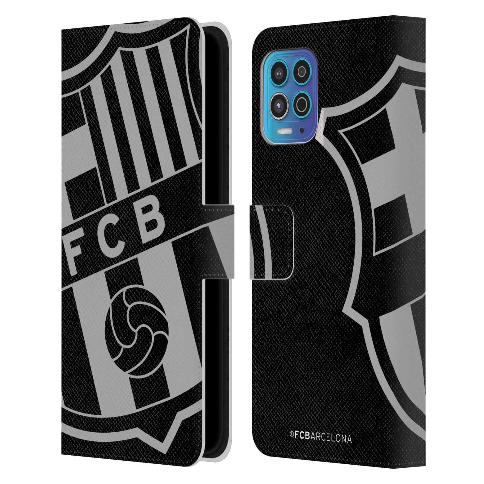 Pouzdro na mobil Motorola Moto G100 - HEAD CASE - FC Barcelona - černošedé logo