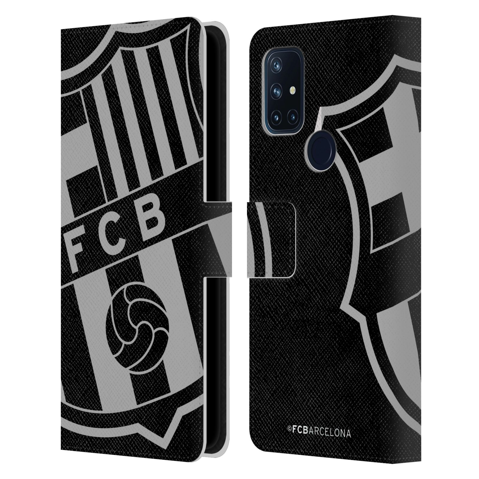 Pouzdro na mobil OnePlus Nord N10 5G - HEAD CASE - FC Barcelona - černošedé logo