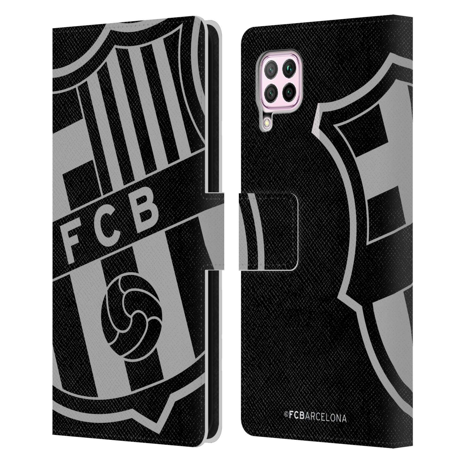 Pouzdro na mobil Huawei P40 LITE - HEAD CASE - FC Barcelona - černošedé logo
