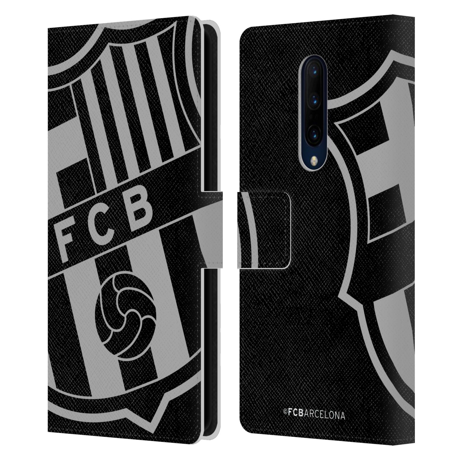 Pouzdro na mobil OnePlus 7 PRO  - HEAD CASE - FC Barcelona - černošedé logo