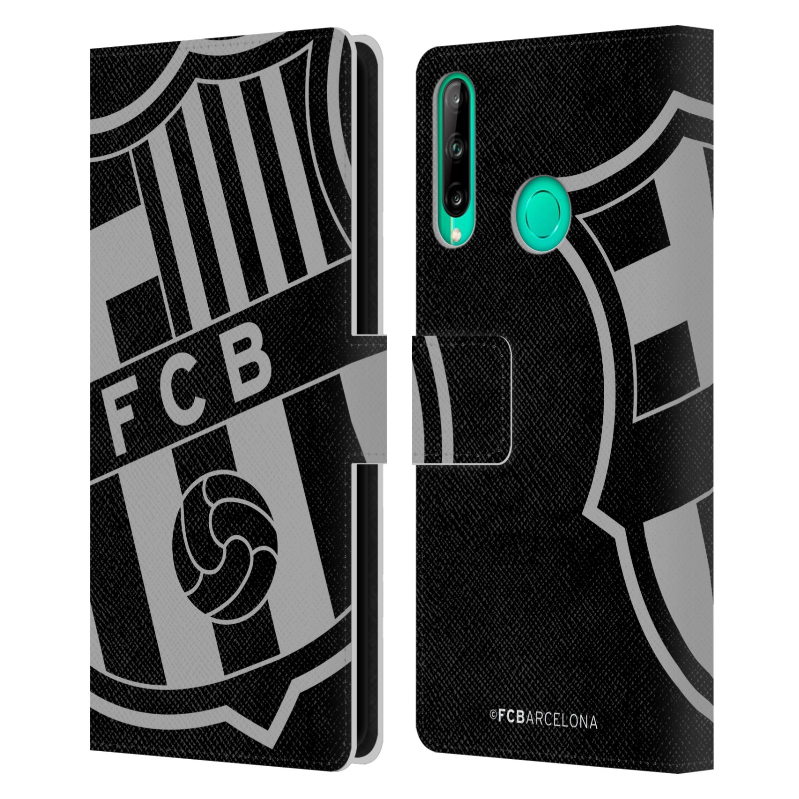 Pouzdro na mobil Huawei P40 LITE E - HEAD CASE - FC Barcelona - černošedé logo