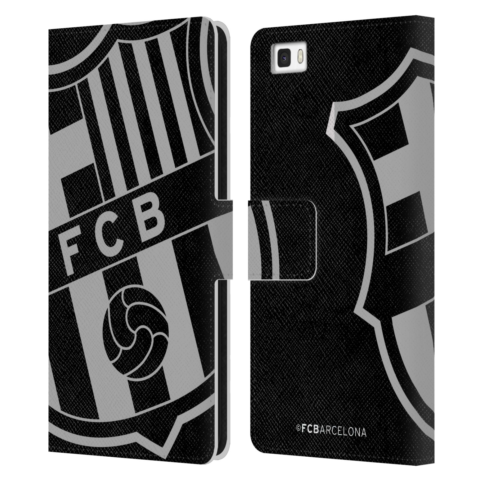 Pouzdro na mobil Huawei P8 LITE - HEAD CASE - FC Barcelona - černošedé logo